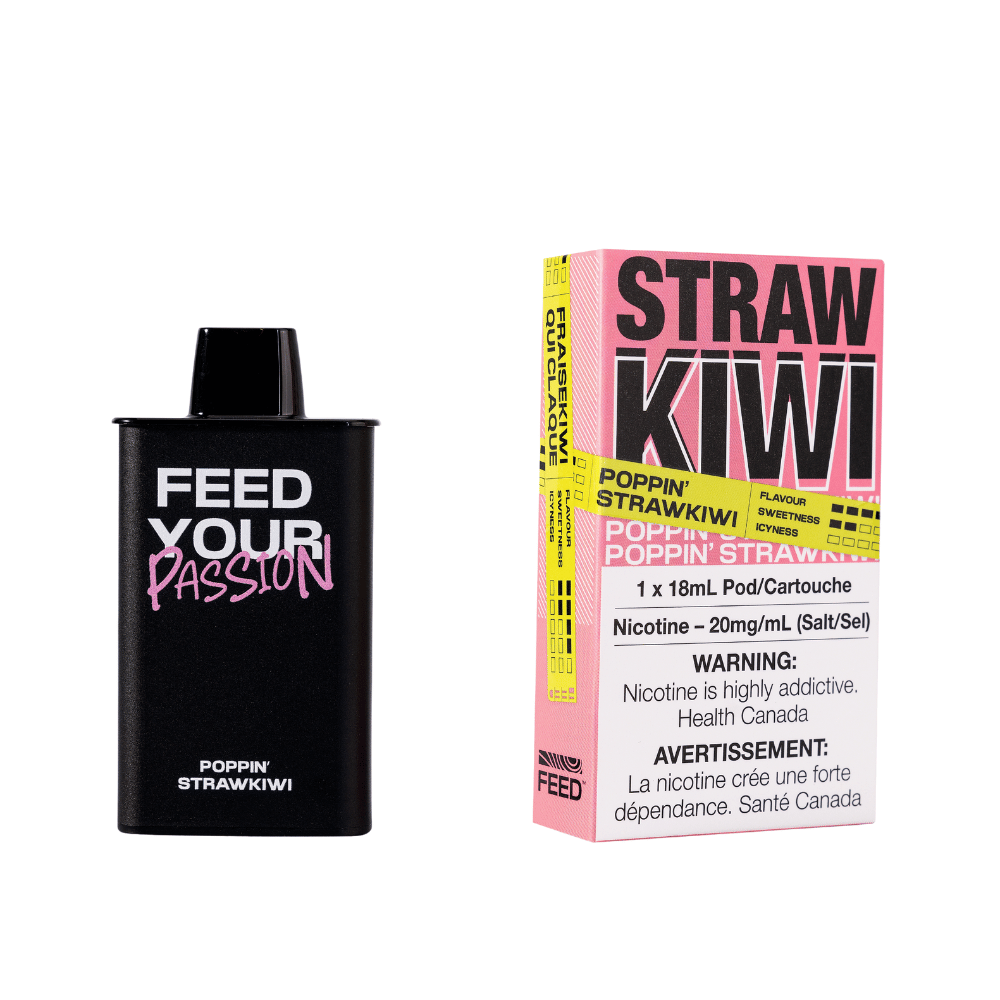 POPPIN' STRAW'KIWI - FEED 9000 Puffs Pre Filled Pods - 3ct