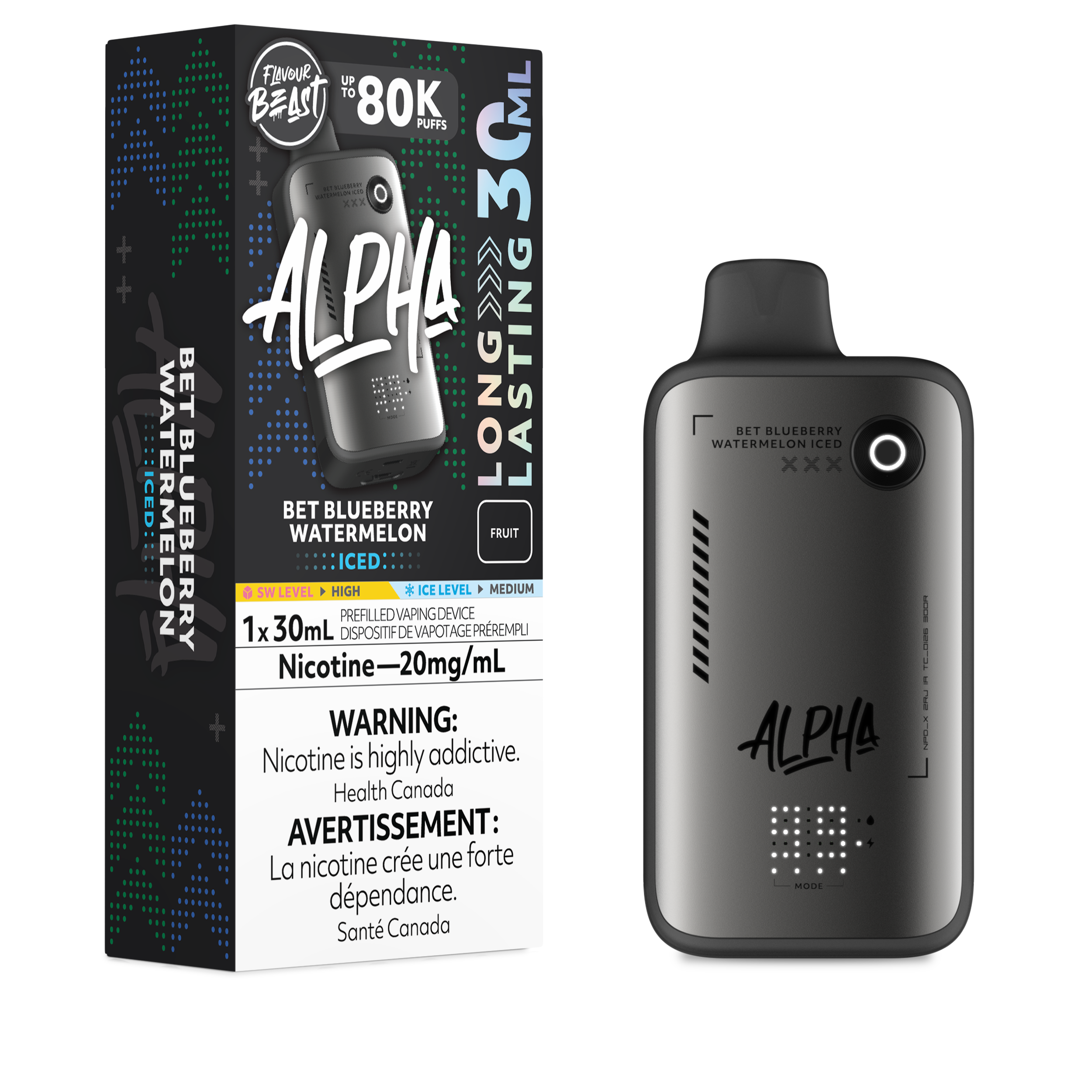BET BLUEBERRY WATERMELON ICED - Flavour Beast Alpha 80K - 20MG - 4pc/Carton [ON]