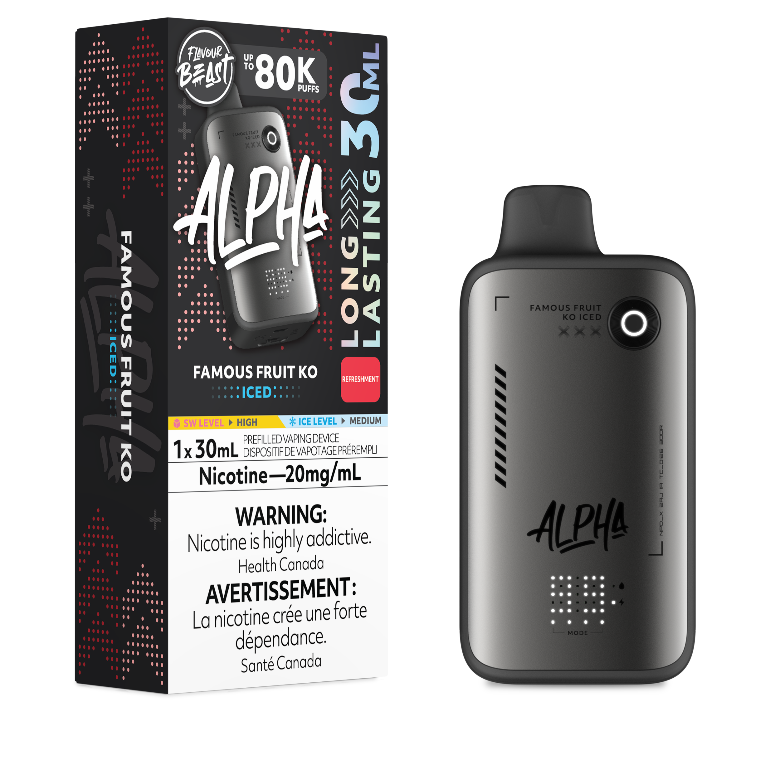 FAMOUS FRUIT KO ICED - Flavour Beast Alpha 80K - 20MG - 4pc/Carton [ON]