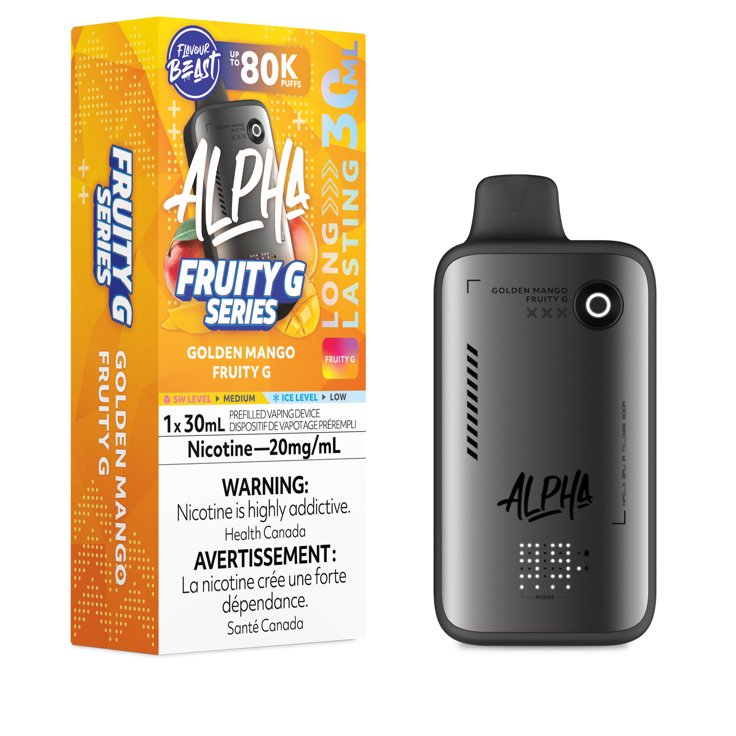 GOLDEN MANGO FRUITY G - Flavour Beast Alpha 80K - 20MG - 4pc/Carton [ON]