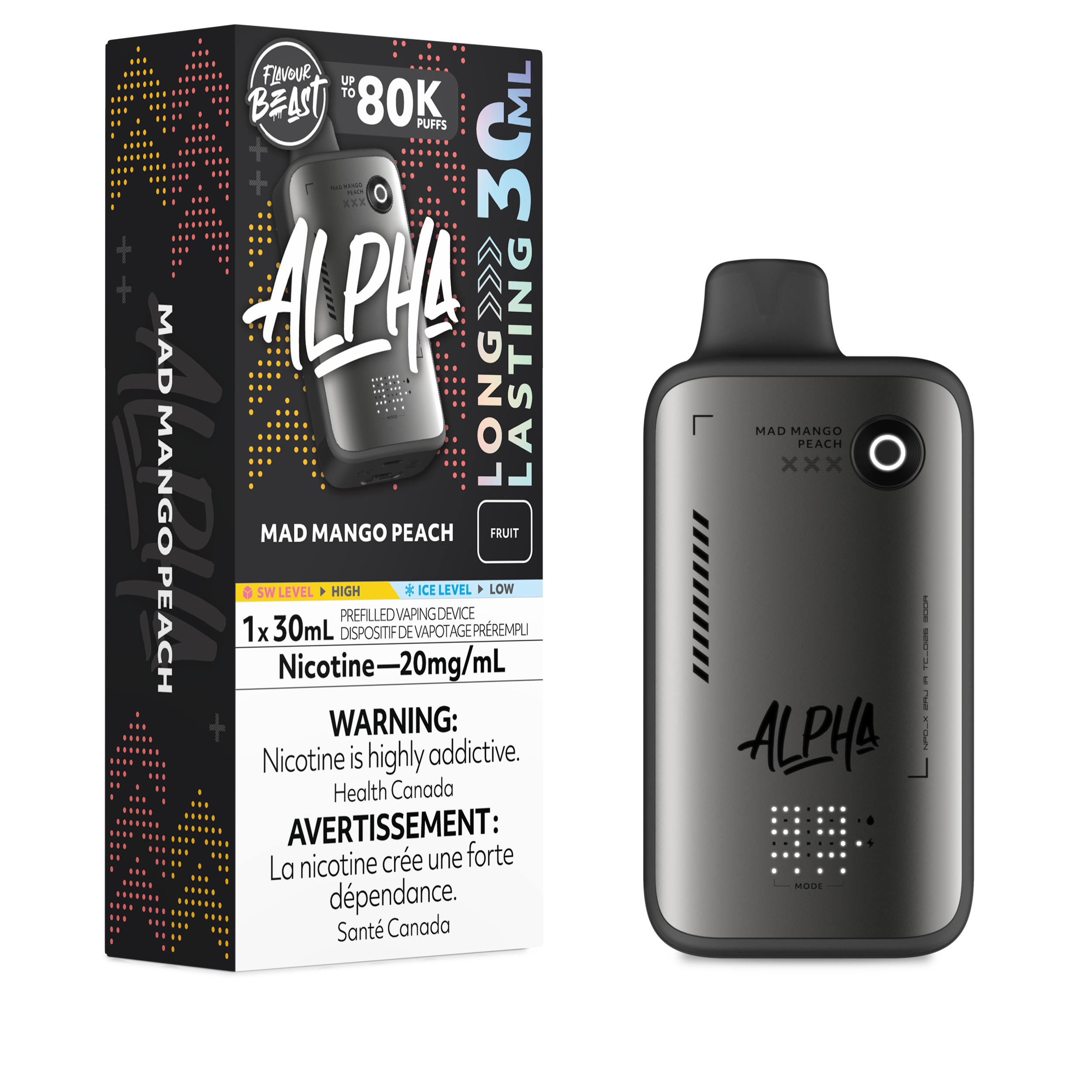 MAD MANGO PEACH - Flavour Beast Alpha 80K - 20MG - 4pc/Carton [ON]