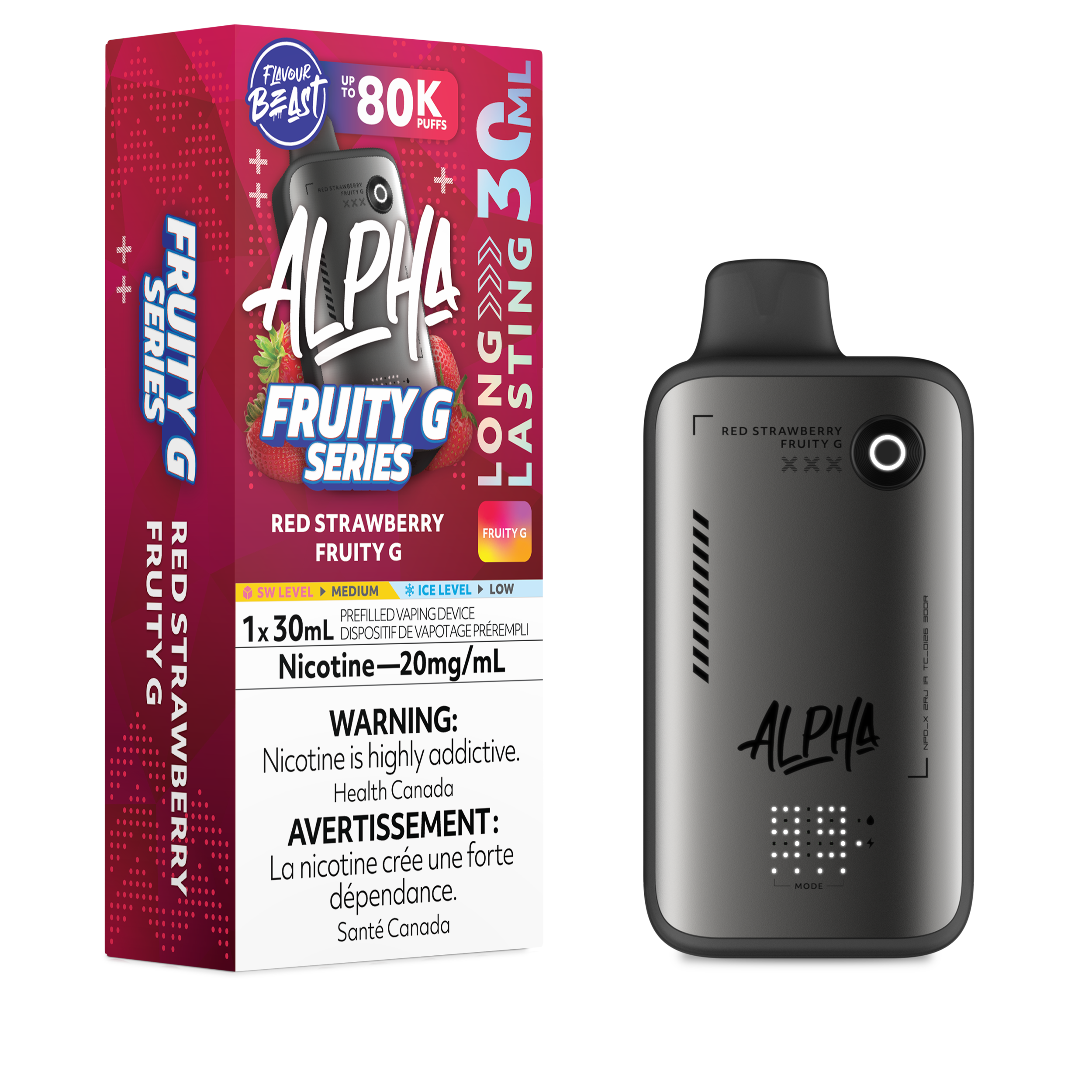 RED STRAWBERRY FRUITY G - Flavour Beast Alpha 80K - 20MG - 4pc/Carton [ON]