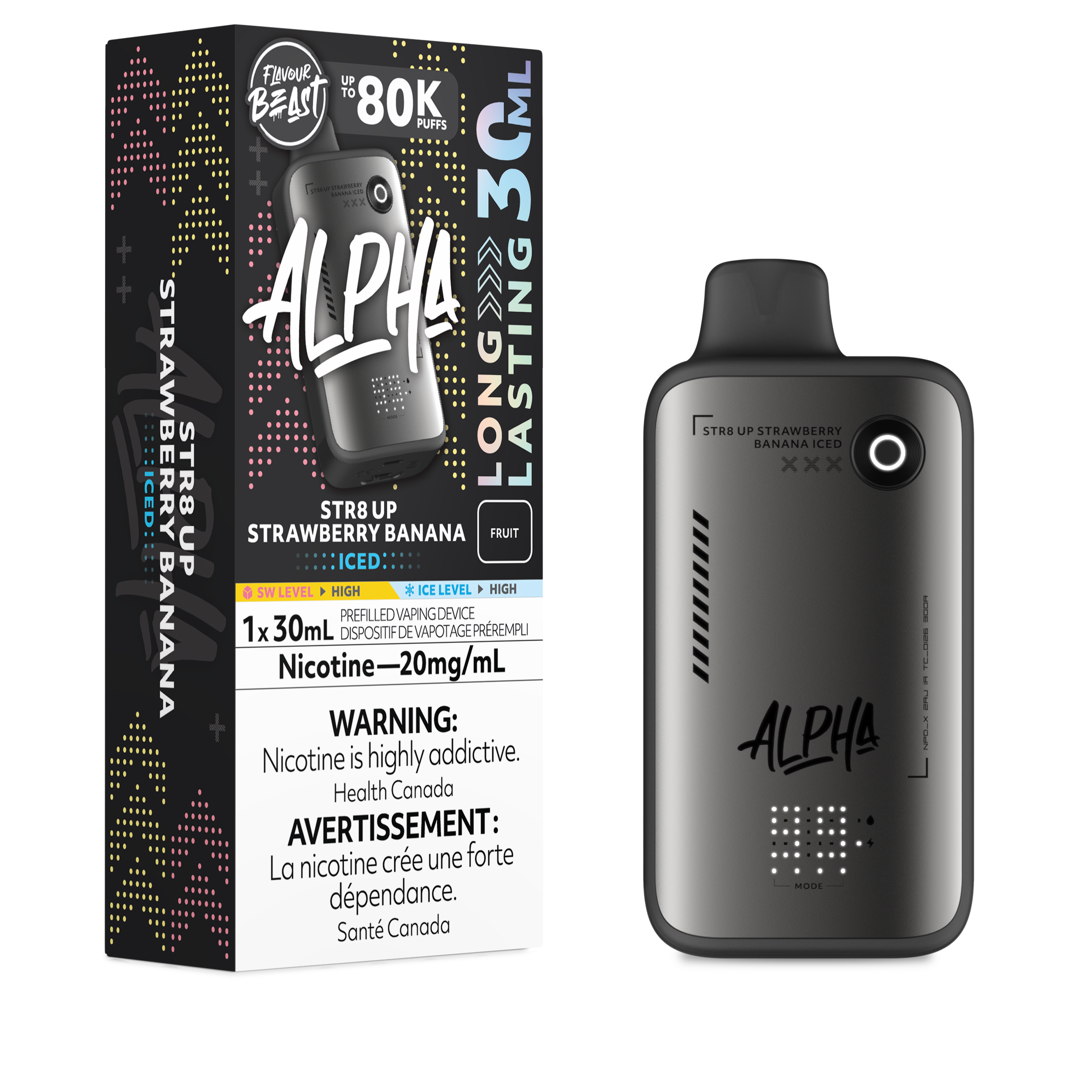 STR8 UP STRAWBERRY BANANA - Flavour Beast Alpha 80K - 20MG - 4pc/Carton [ON]