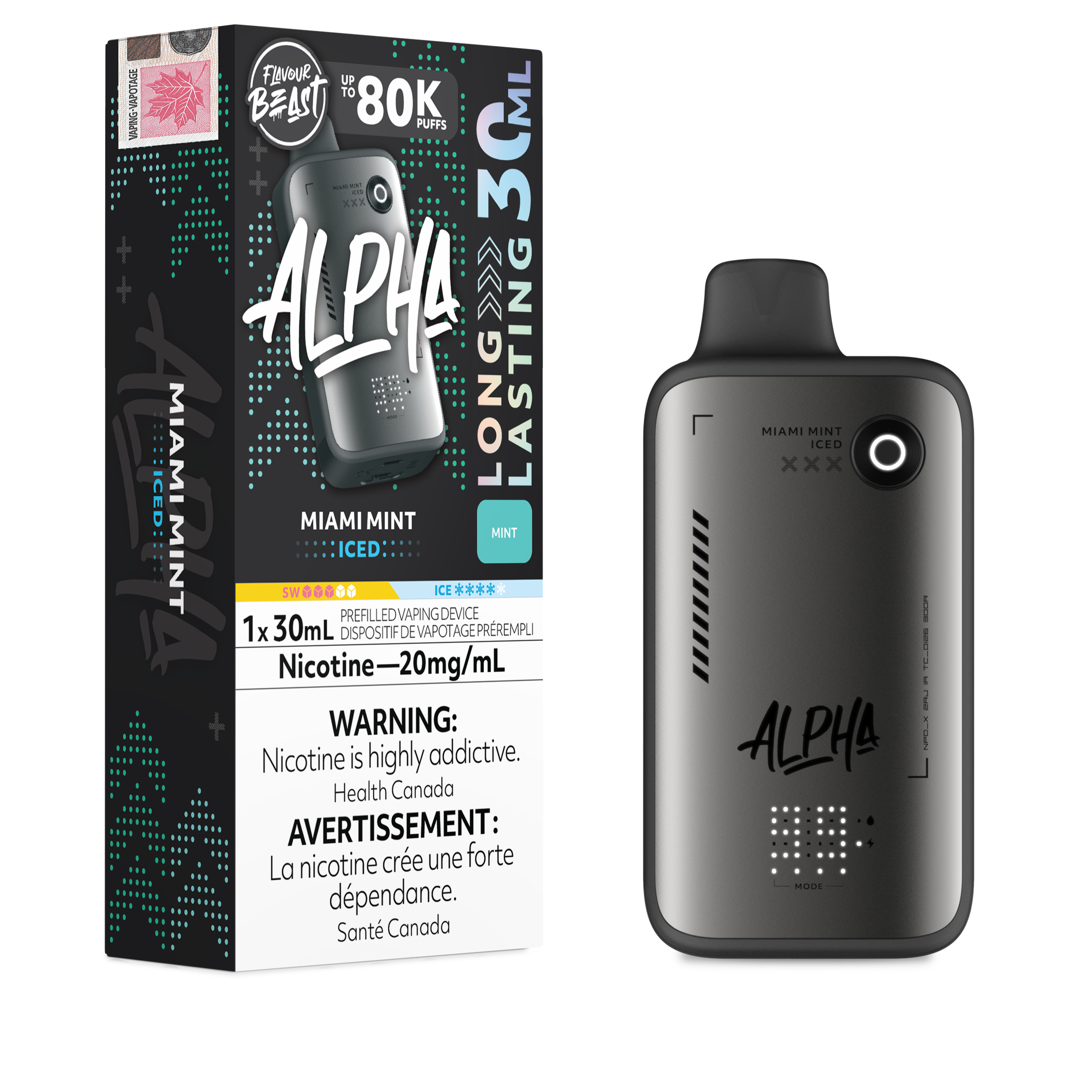 MIAMI MINT ICED - Flavour Beast Alpha 80K - 20MG - 4pc/Carton [ON]