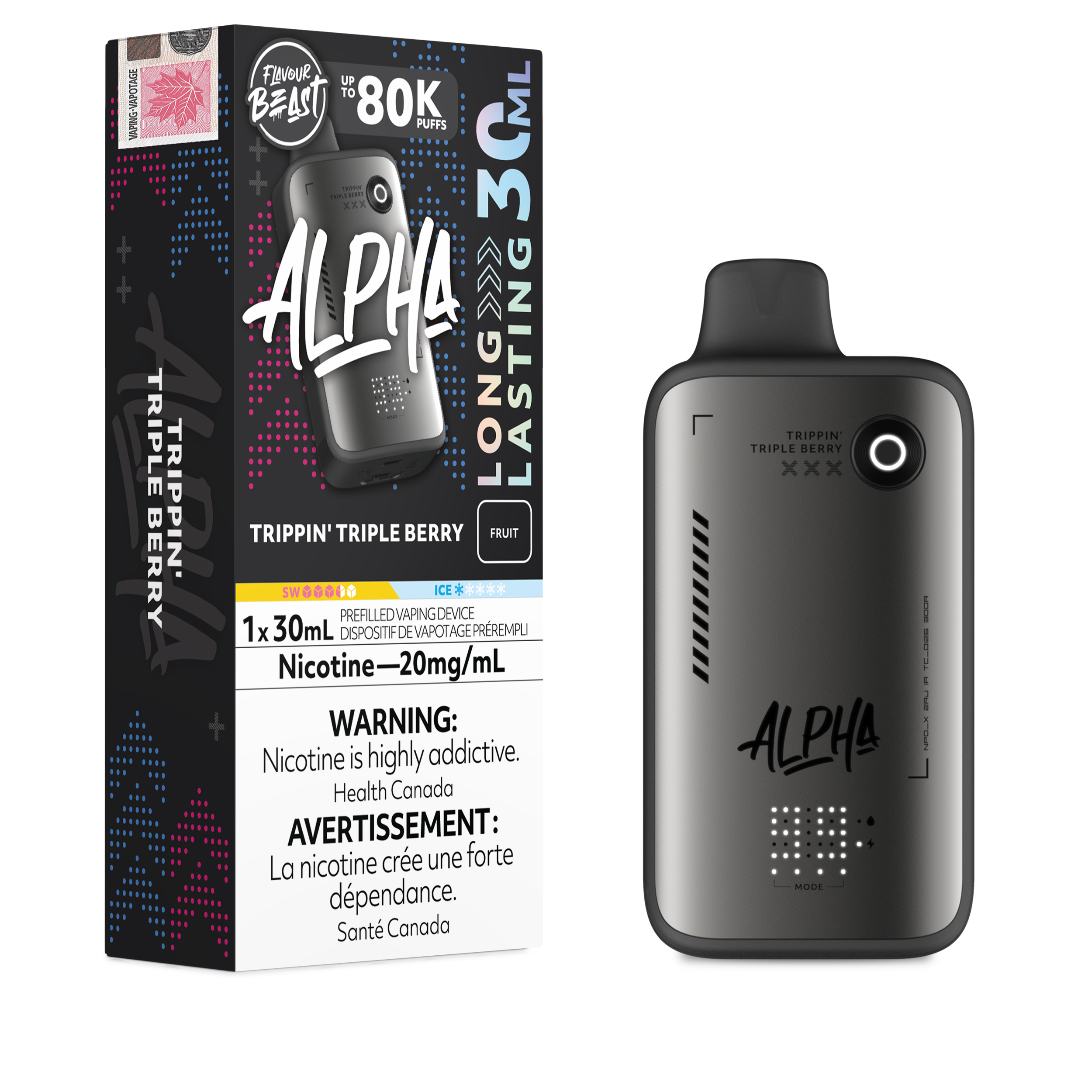 TRIPPIN TRIPLE BERRY - Flavour Beast Alpha 80K - 20MG - 4pc/Carton [ON]