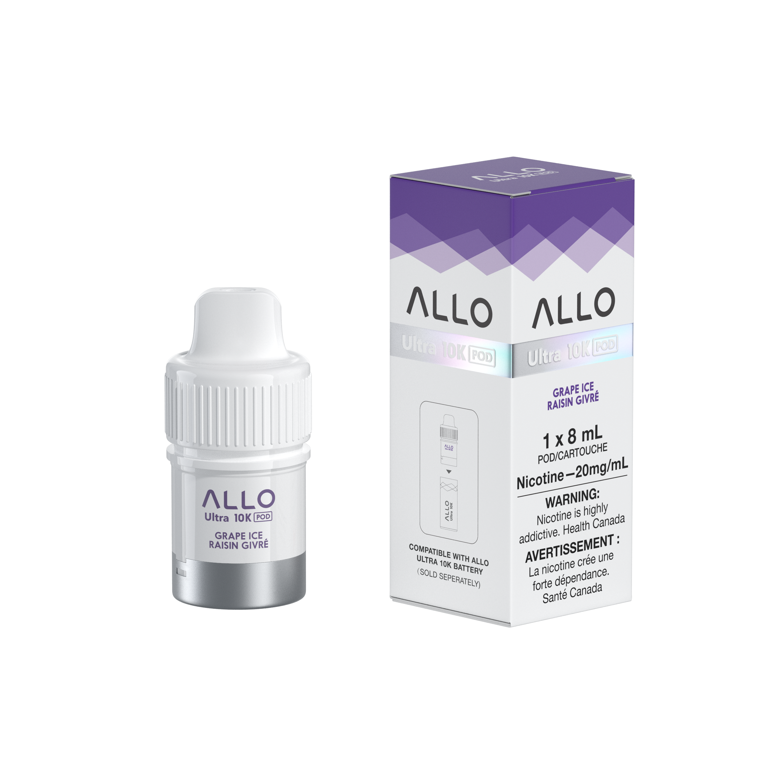 GRAPE ICE - Allo Ultra 10K Puffs Pre-Filled Pods - 6ct - [ON]