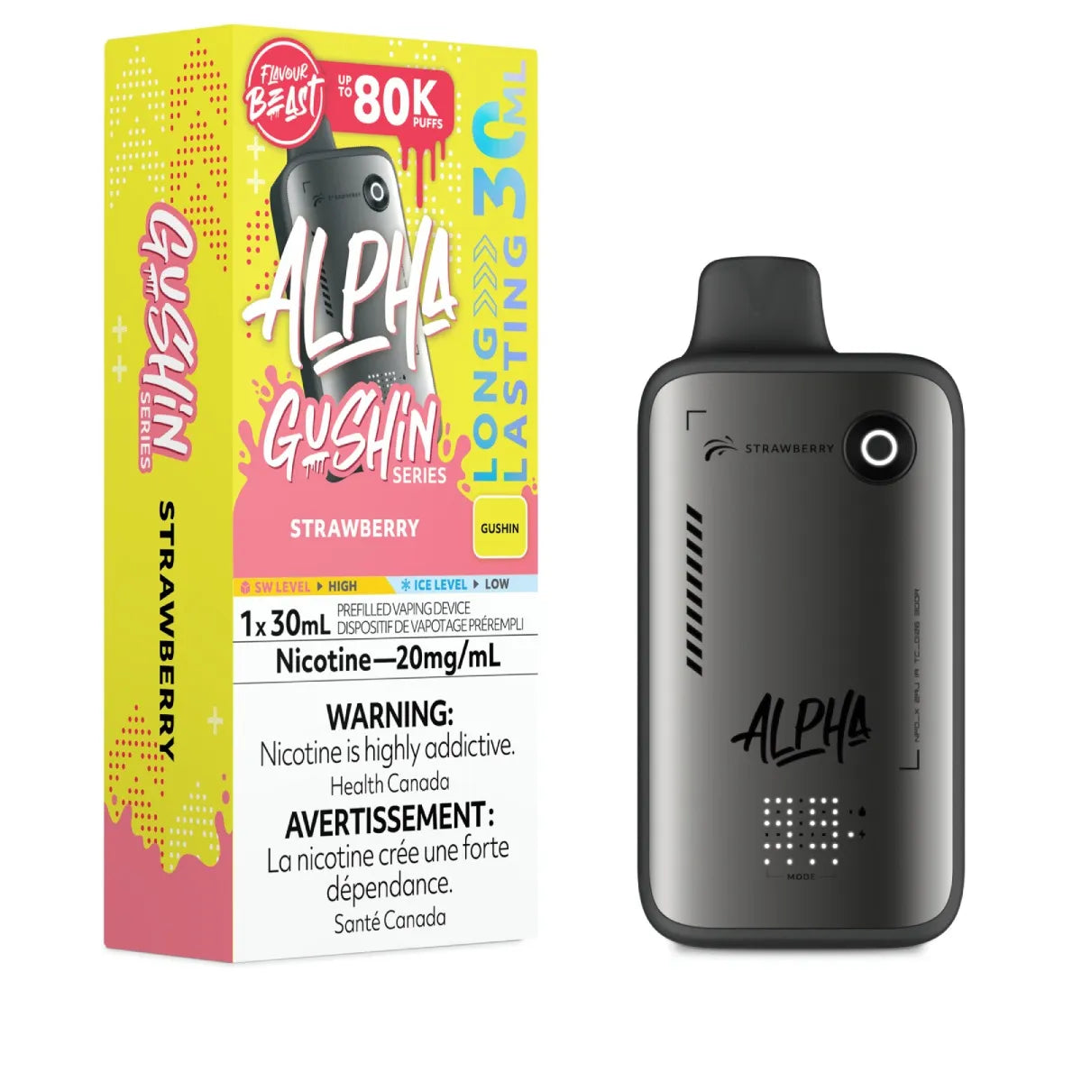GUSHIN STRAWBERRY - Flavour Beast Alpha 80K - 20MG - 4pc/Carton [ON]