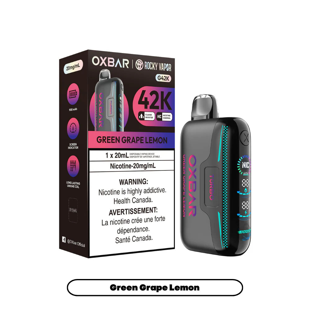 Green Grape Lemon - Rocky Vapor OXBAR G42K - 20mg - 4pc/box - [ON]