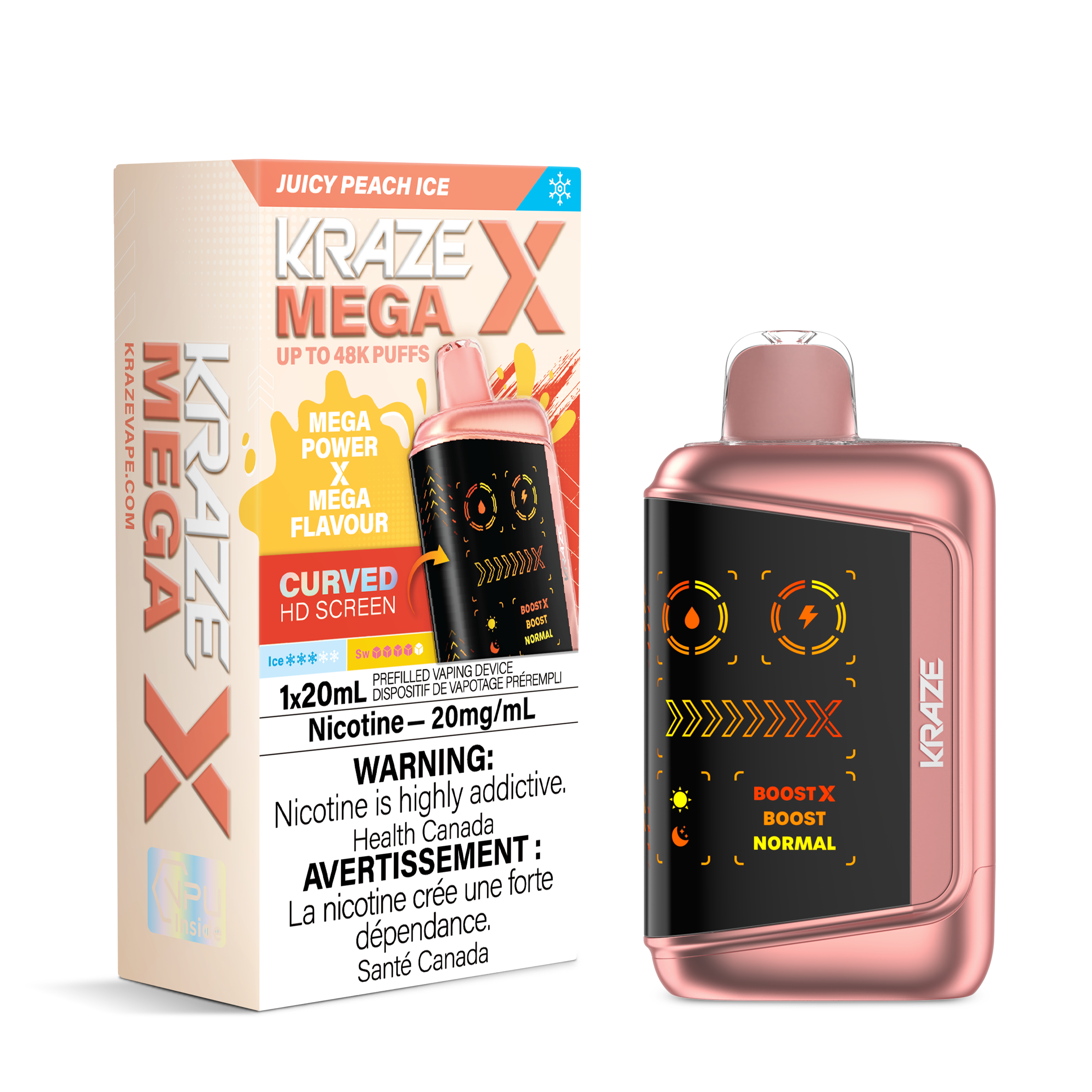 JUICY PEACH ICE - Kraze Mega X 48k - 4pc/Carton [ON]