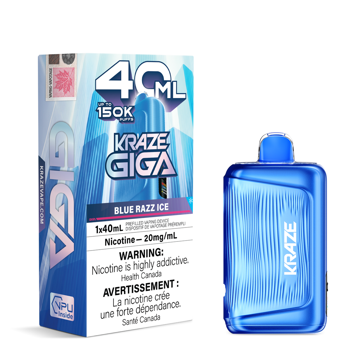 BLUE RAZZ ICE - KRAZE GIGA 150K - 40ml - 4PK - [ON]
