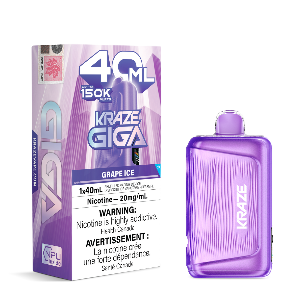 GRAPE ICE - KRAZE GIGA 150K - 40ml - 4PK - [ON]