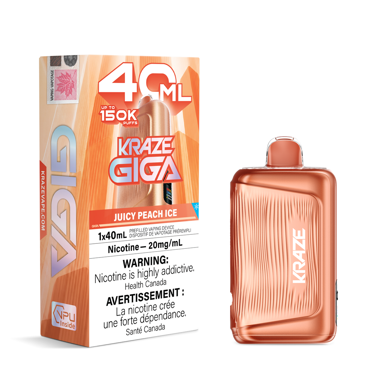 JUICY PEACH ICE - KRAZE GIGA 150K - 40ml - 4PK - [ON]