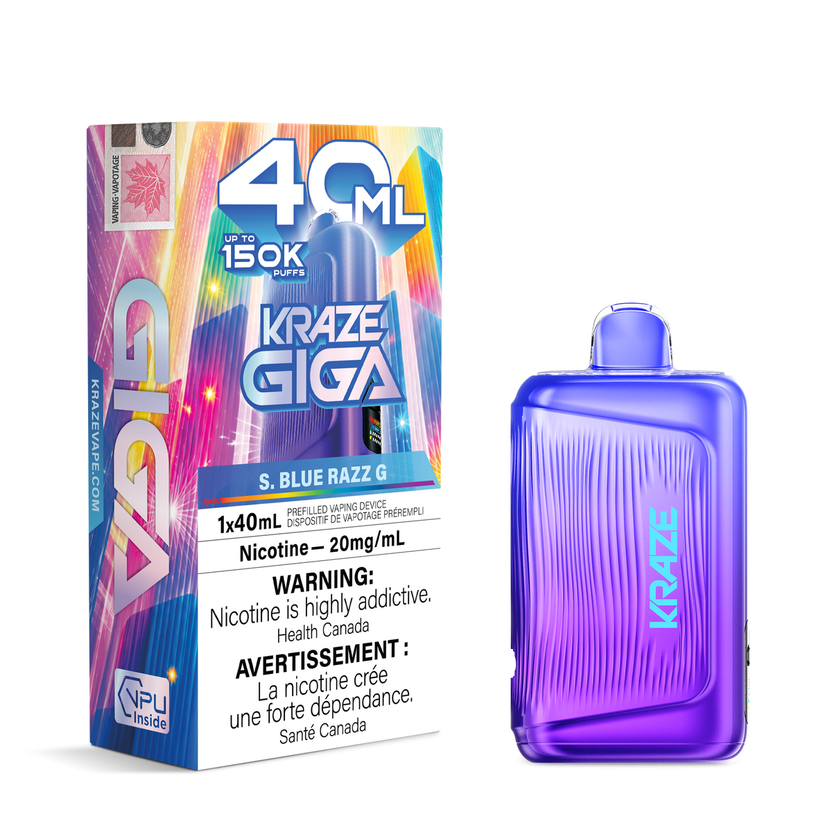 S. BLUE RAZZ G - KRAZE GIGA 150K - 40ml - 4PK - [ON]