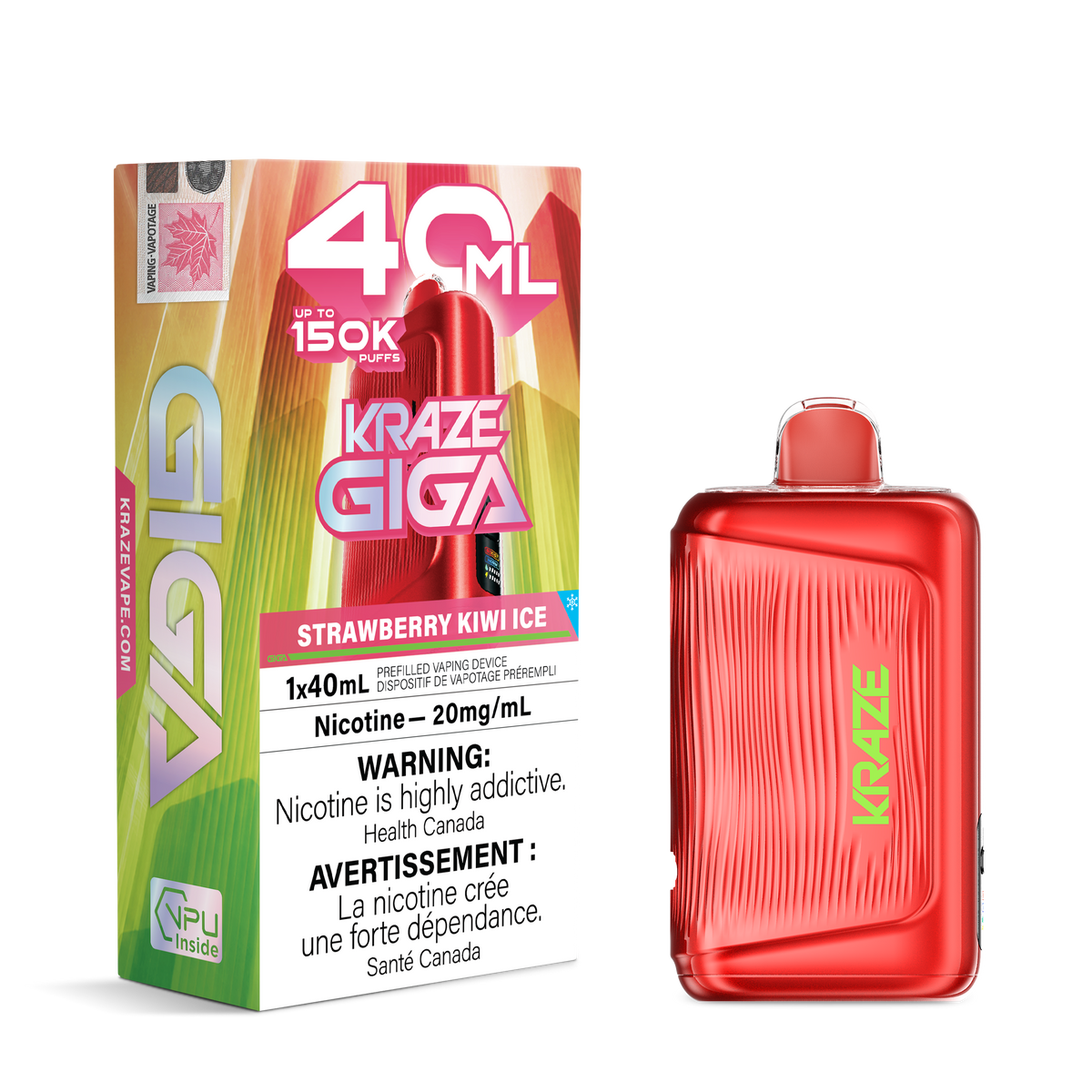 STRAWBERRY KIWI ICE - KRAZE GIGA 150K - 40ml - 4PK - [ON]