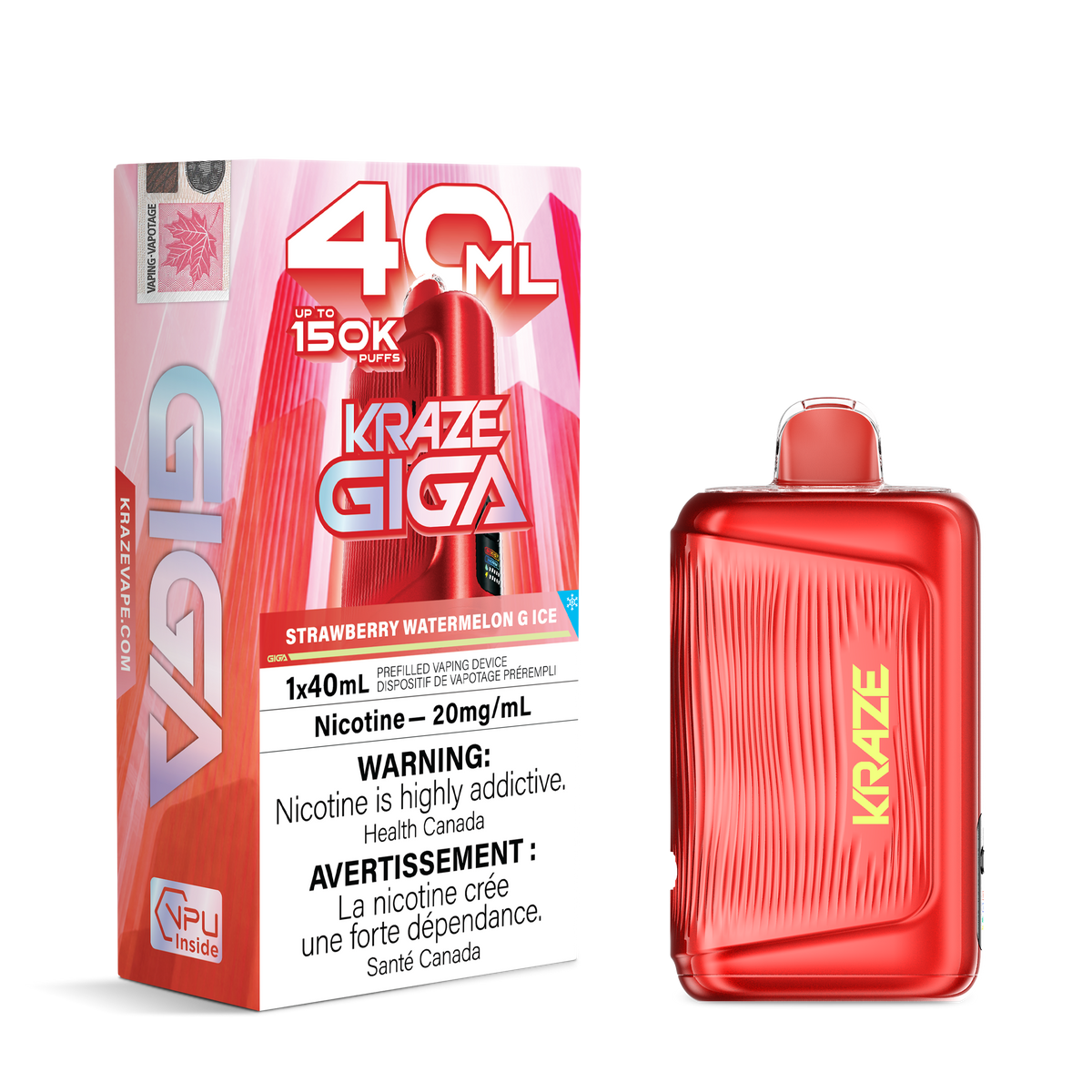 STRAWBERRY WATERMELON G ICE - KRAZE GIGA 150K - 40ml - 4PK - [ON]