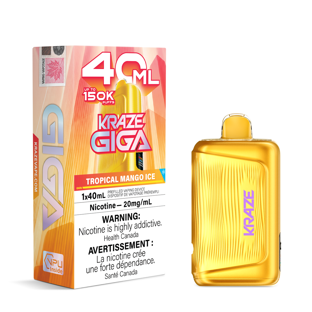 TROPICAL MANGO ICE - KRAZE GIGA 150K - 40ml - 4PK - [ON]
