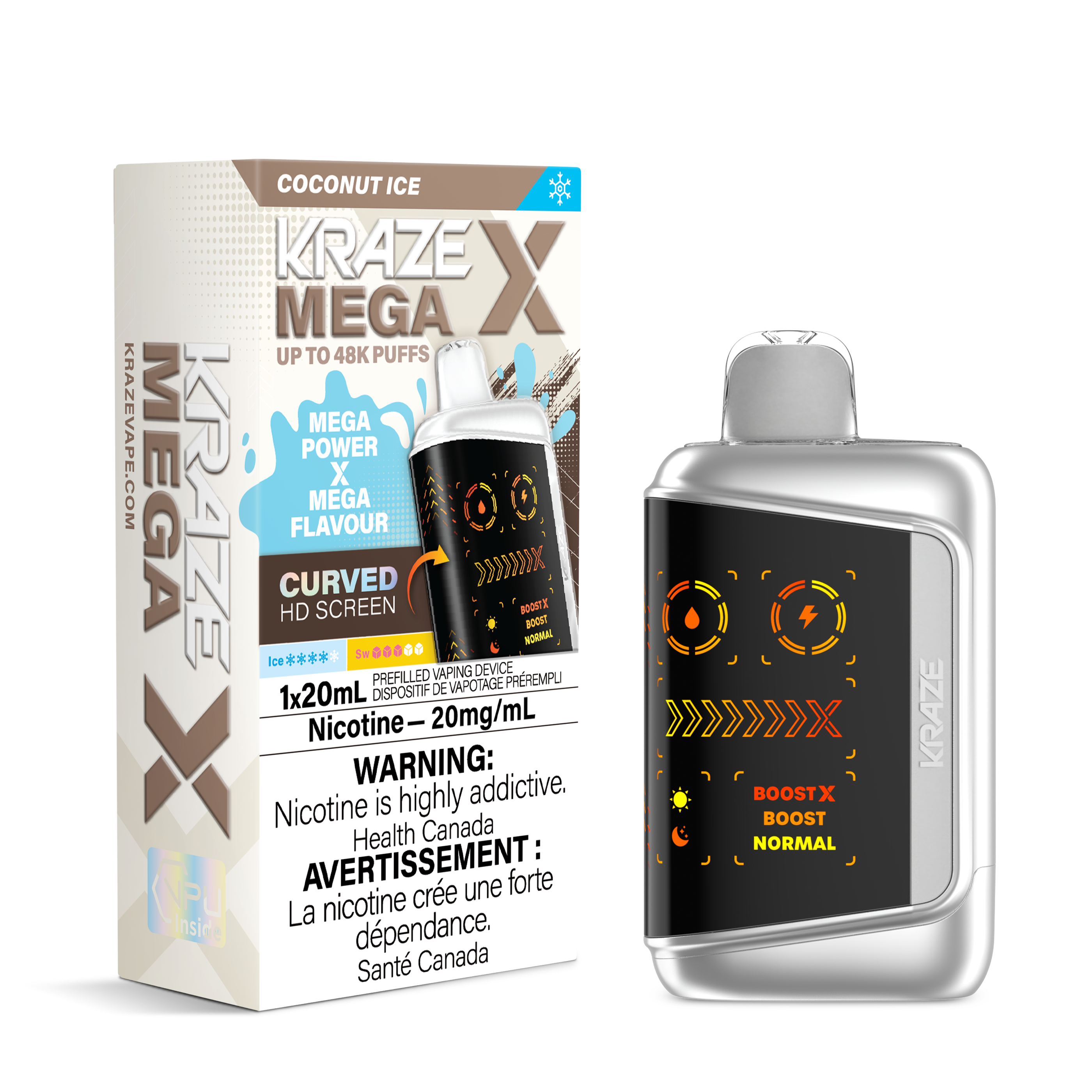 COCONUT ICE - Kraze Mega X 48k - 4pc/Carton [ON]