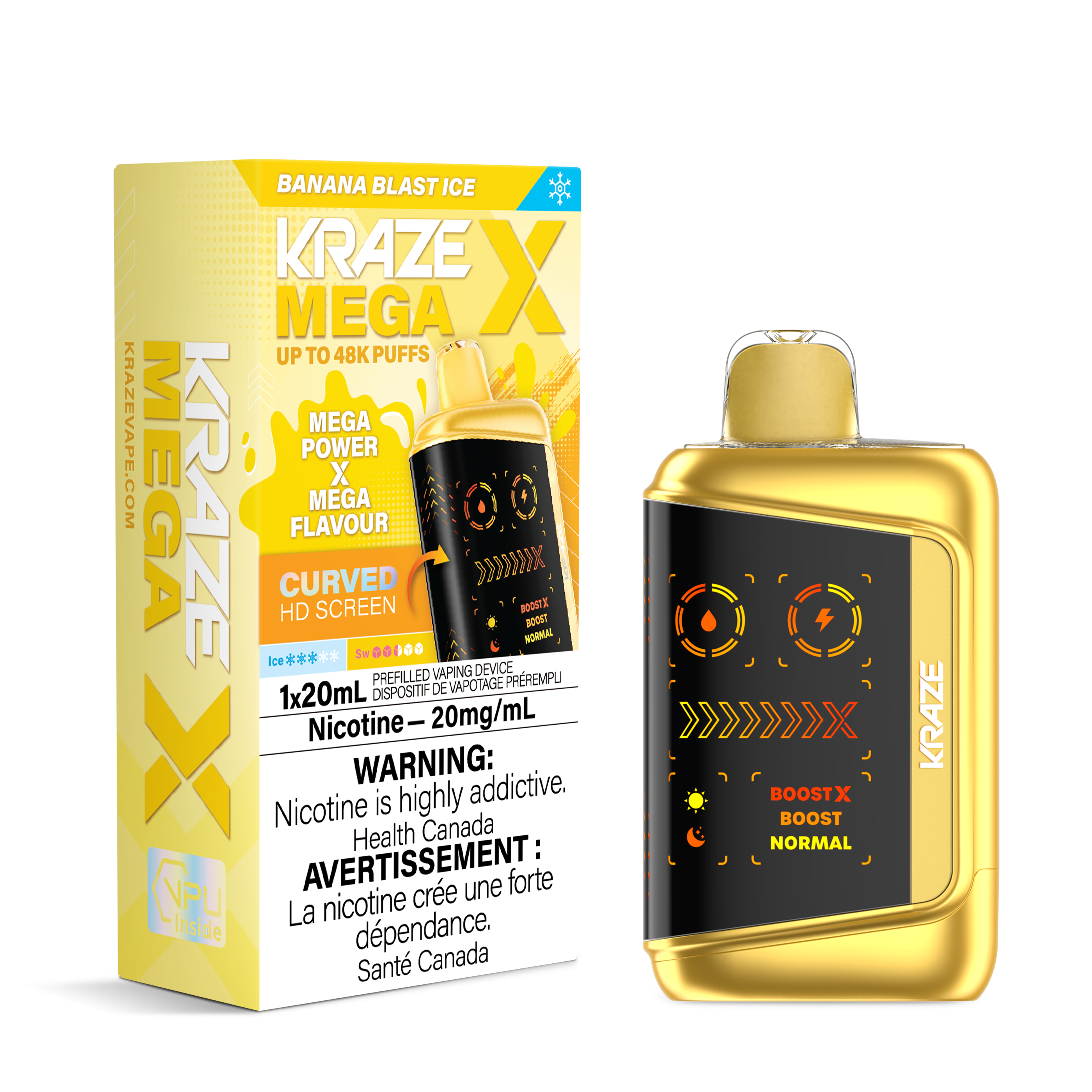 BANANA BLAST ICE - Kraze Mega X 48k - 4pc/Carton [ON]