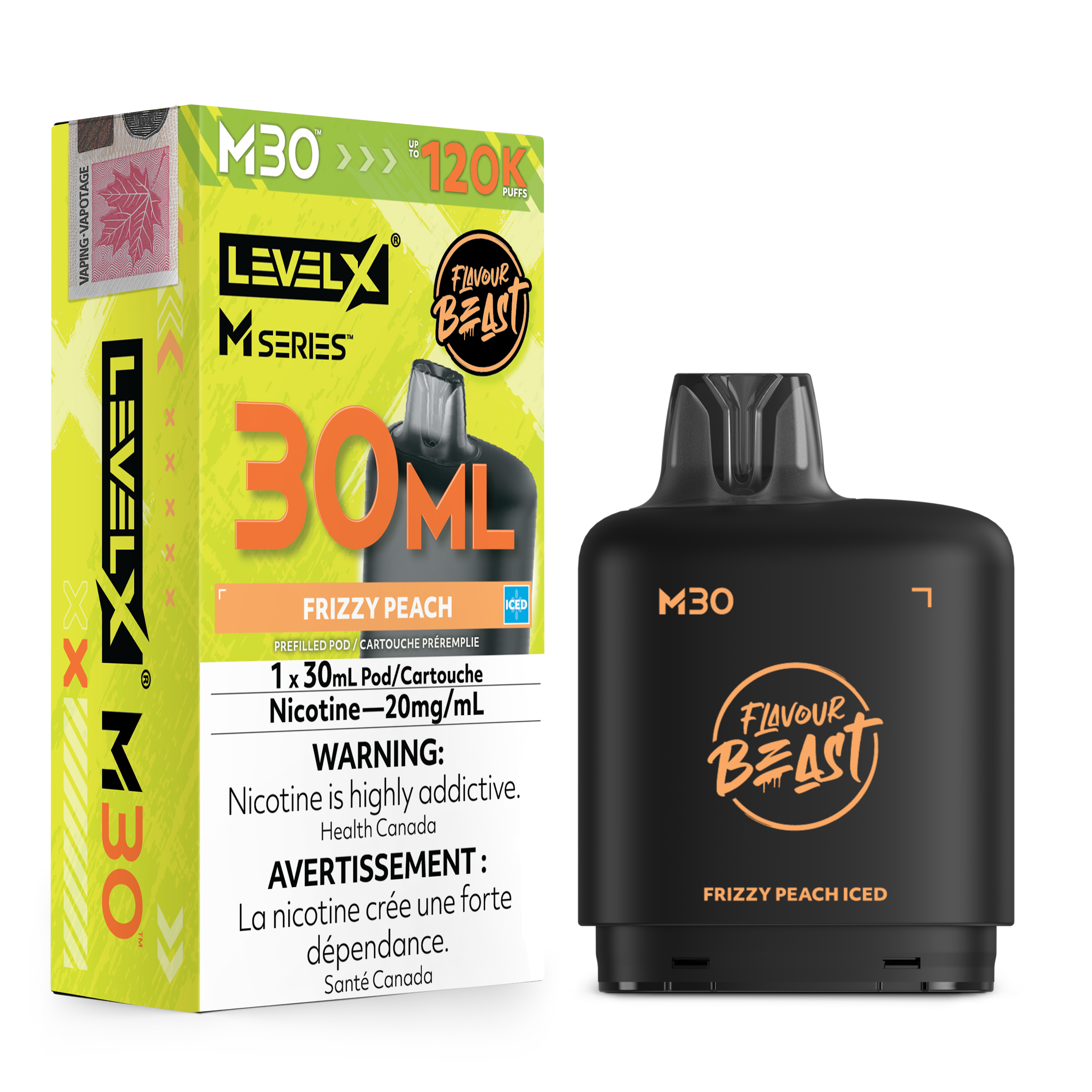 Frizzy Peach Iced - Level X Flavour Beast M Series - 30ml Pods - 4pc/carton [ON]