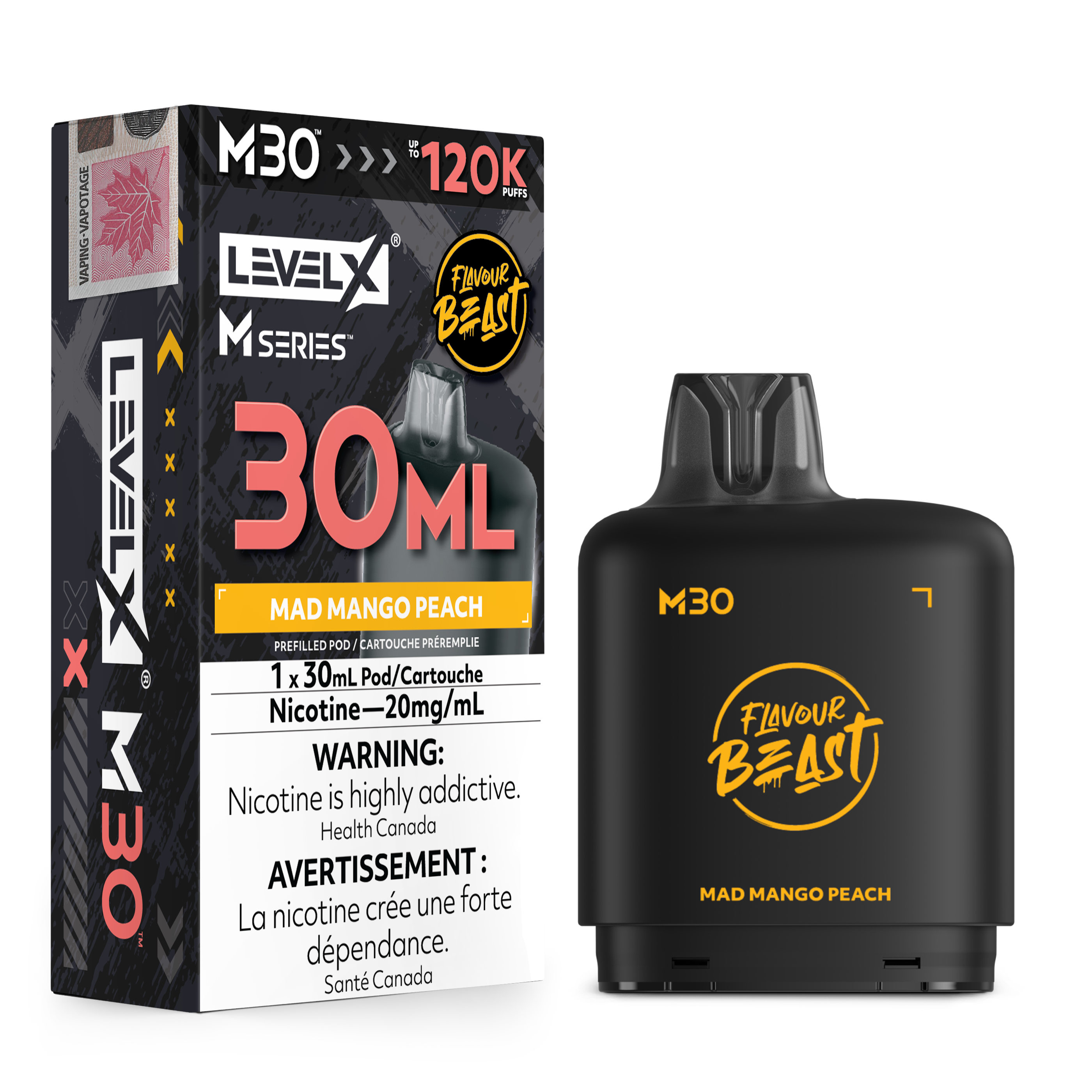 Mad Mango Peach - Level X Flavour Beast M Series - 30ml Pods - 4pc/carton [ON]