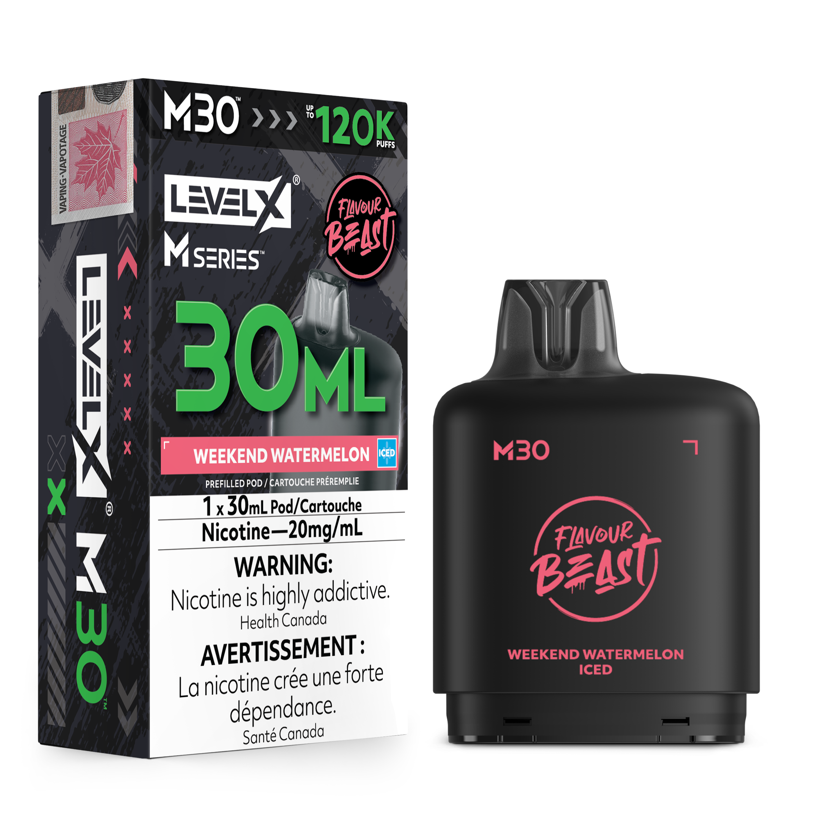 Weekend Watermelon Iced - Level X Flavour Beast M Series - 30ml Pods - 4pc/carton [ON]
