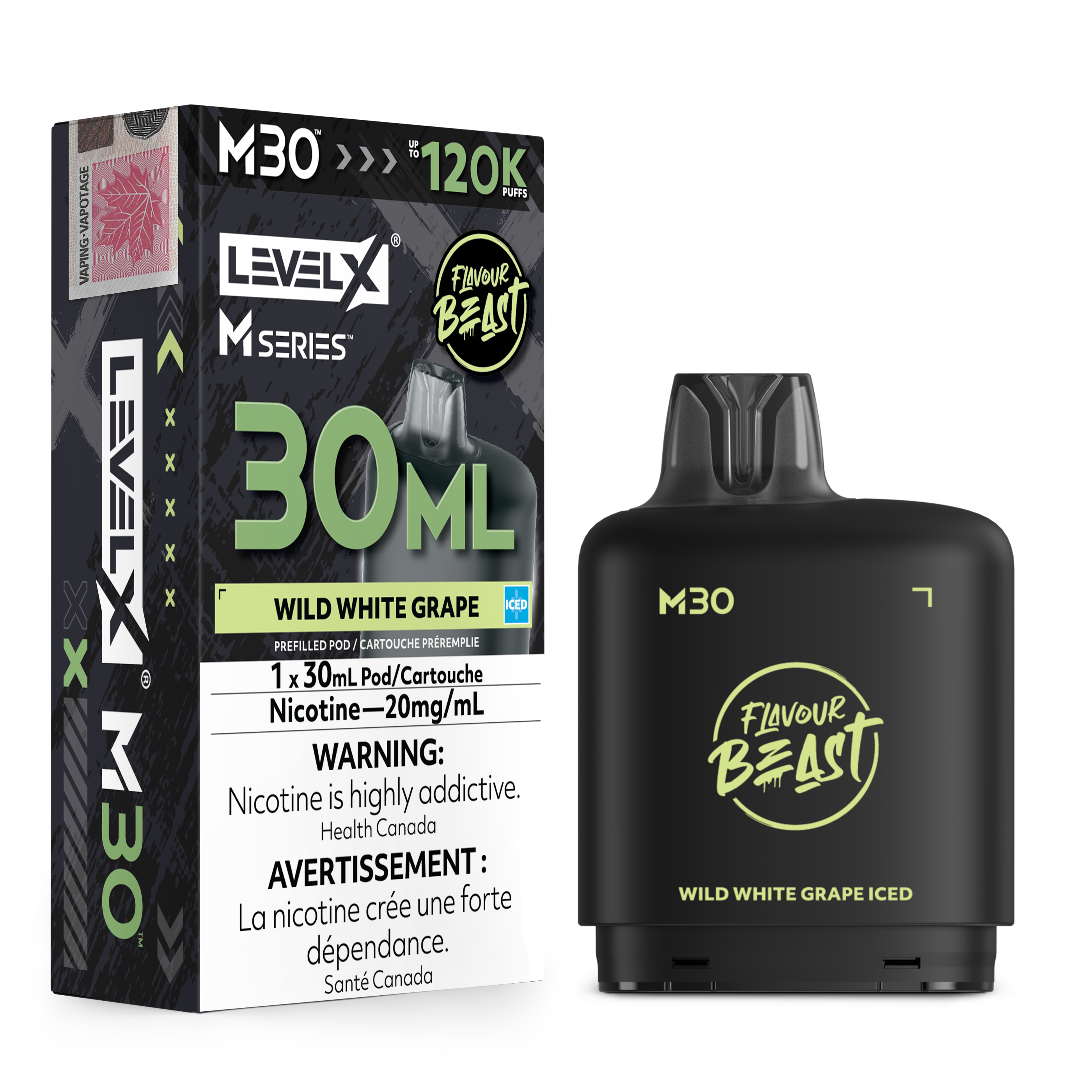 Wild White Grape Iced - Level X Flavour Beast M Series - 30ml Pods - 4pc/carton [ON]