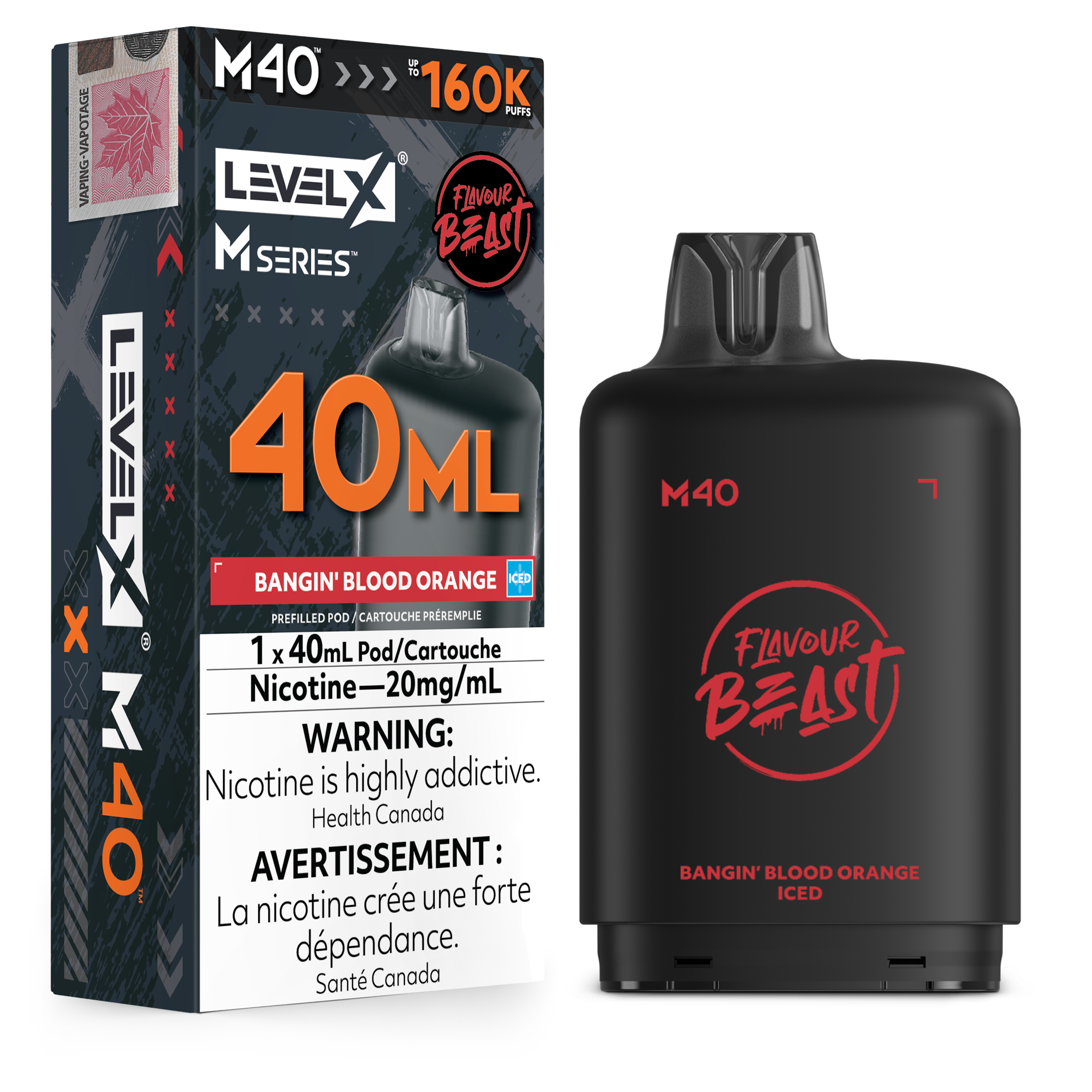 Bangin' Blood Orange Iced - Level X Flavour Beast M Series - 40ml Pods - 4pc/carton [ON]