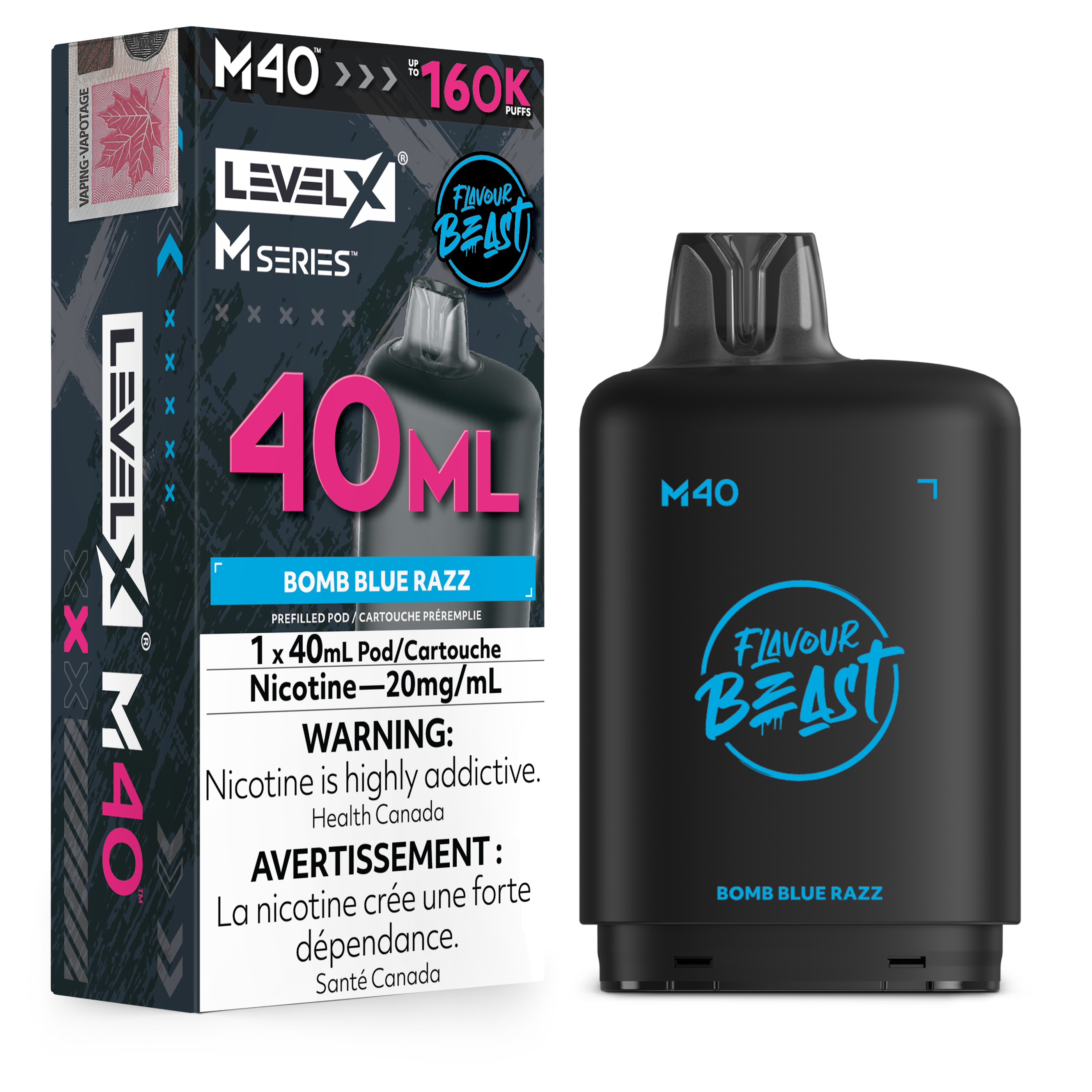 Bomb Blue Razz - Level X Flavour Beast M Series  - 40ml Pods - 4pc/carton [ON]
