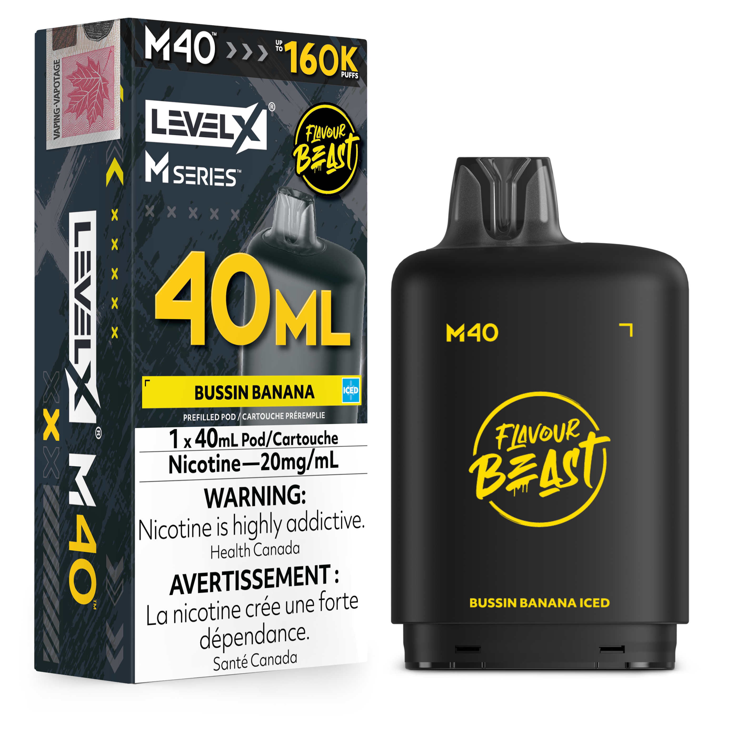 Bussin Banana Iced - Level X Flavour Beast M Series - 40ml Pods - 4pc/carton [ON]