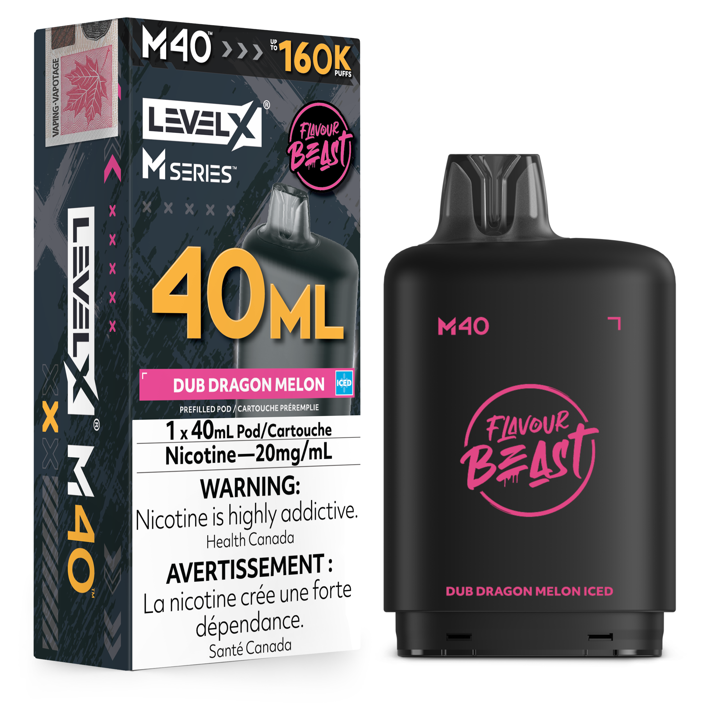 Dub Dragon Melon Iced - Level X Flavour Beast M Series - 40ml Pods - 4pc/carton [ON]