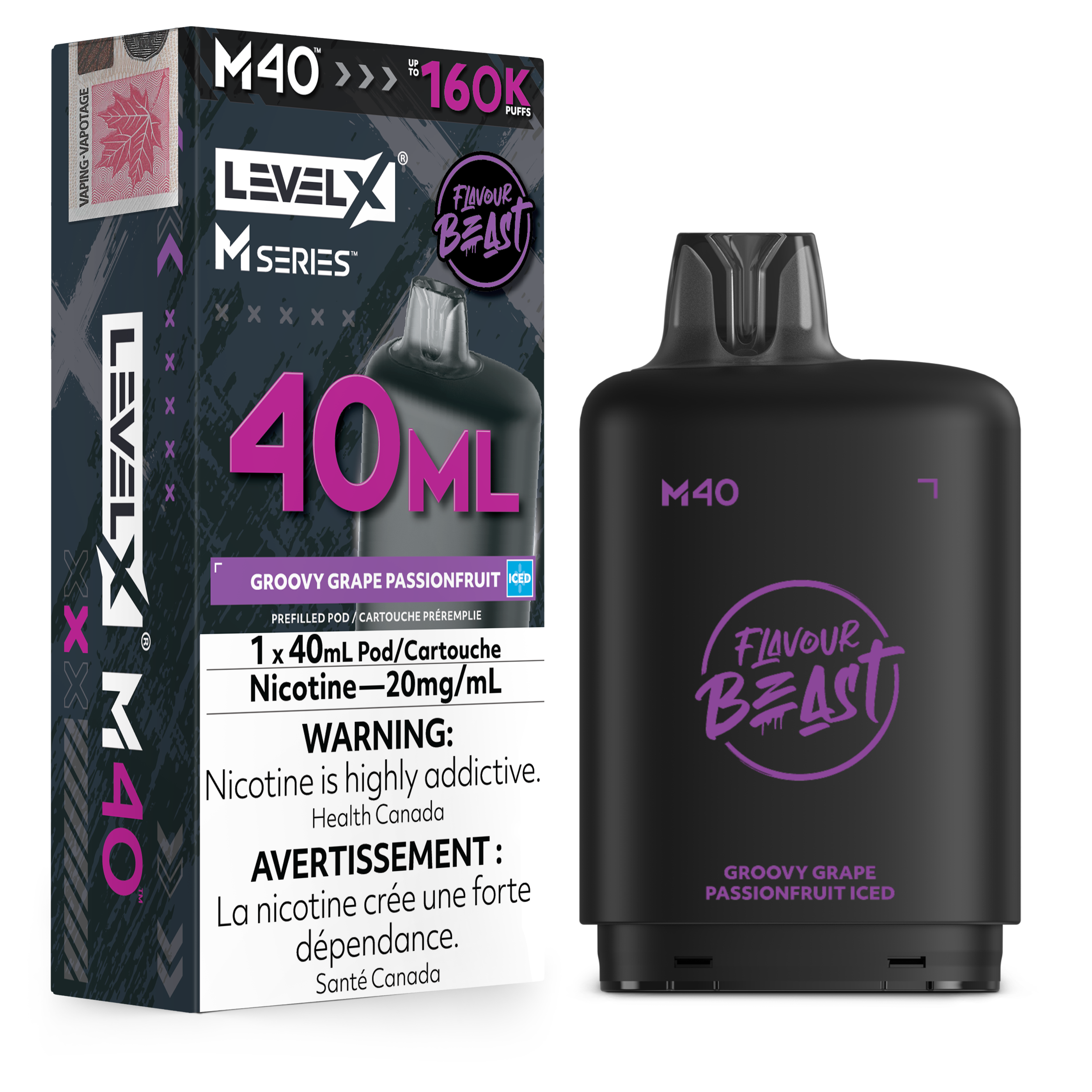 Groovy Grape Passionfruit Iced - Level X Flavour Beast M Series - 40ml Pods - 4pc/carton [ON]