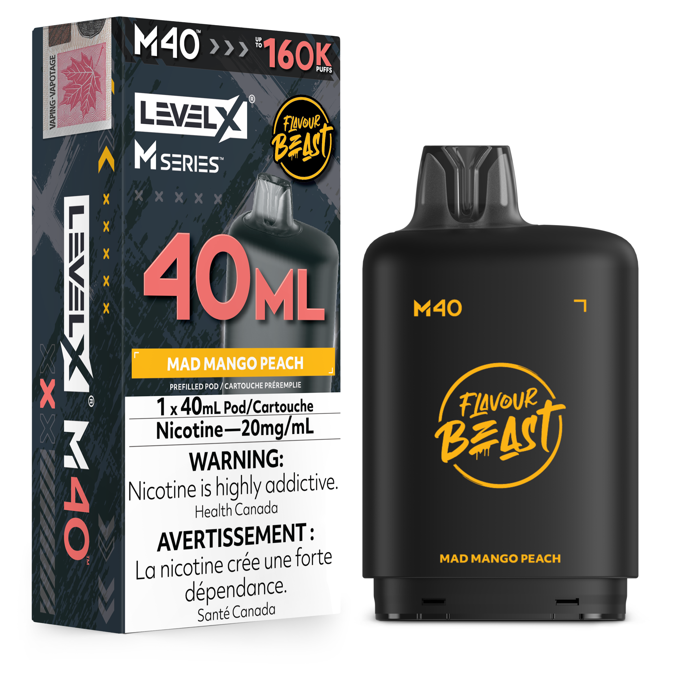 Mad Mango Peach - Level X Flavour Beast M Series - 40ml Pods - 4pc/carton [ON]
