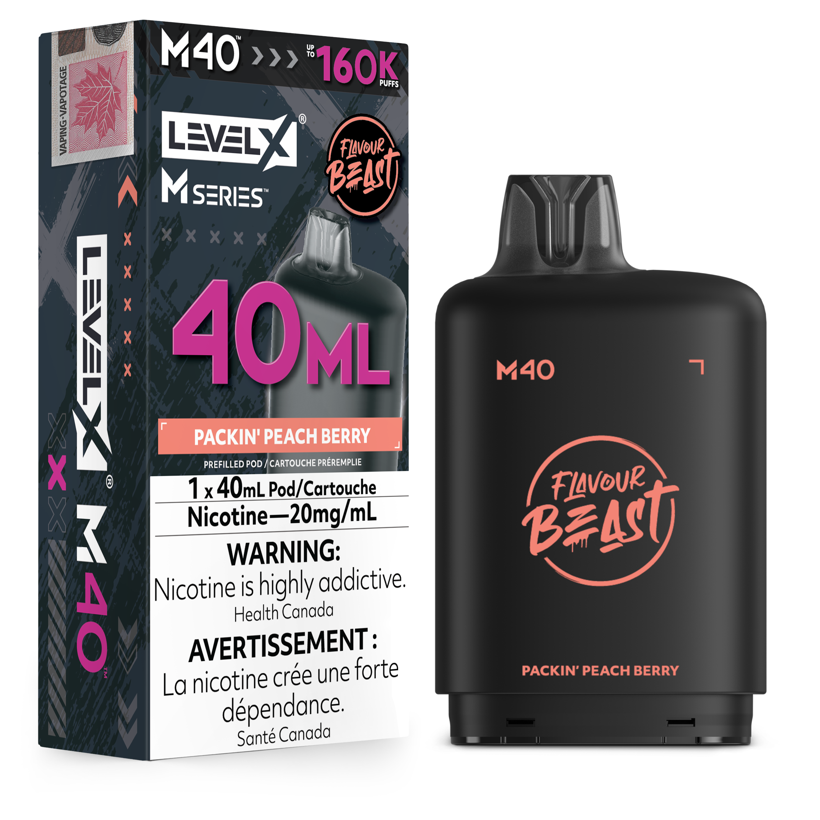 Packin Peach Berry - Level X Flavour Beast M Series - 40ml Pods - 4pc/carton [ON]