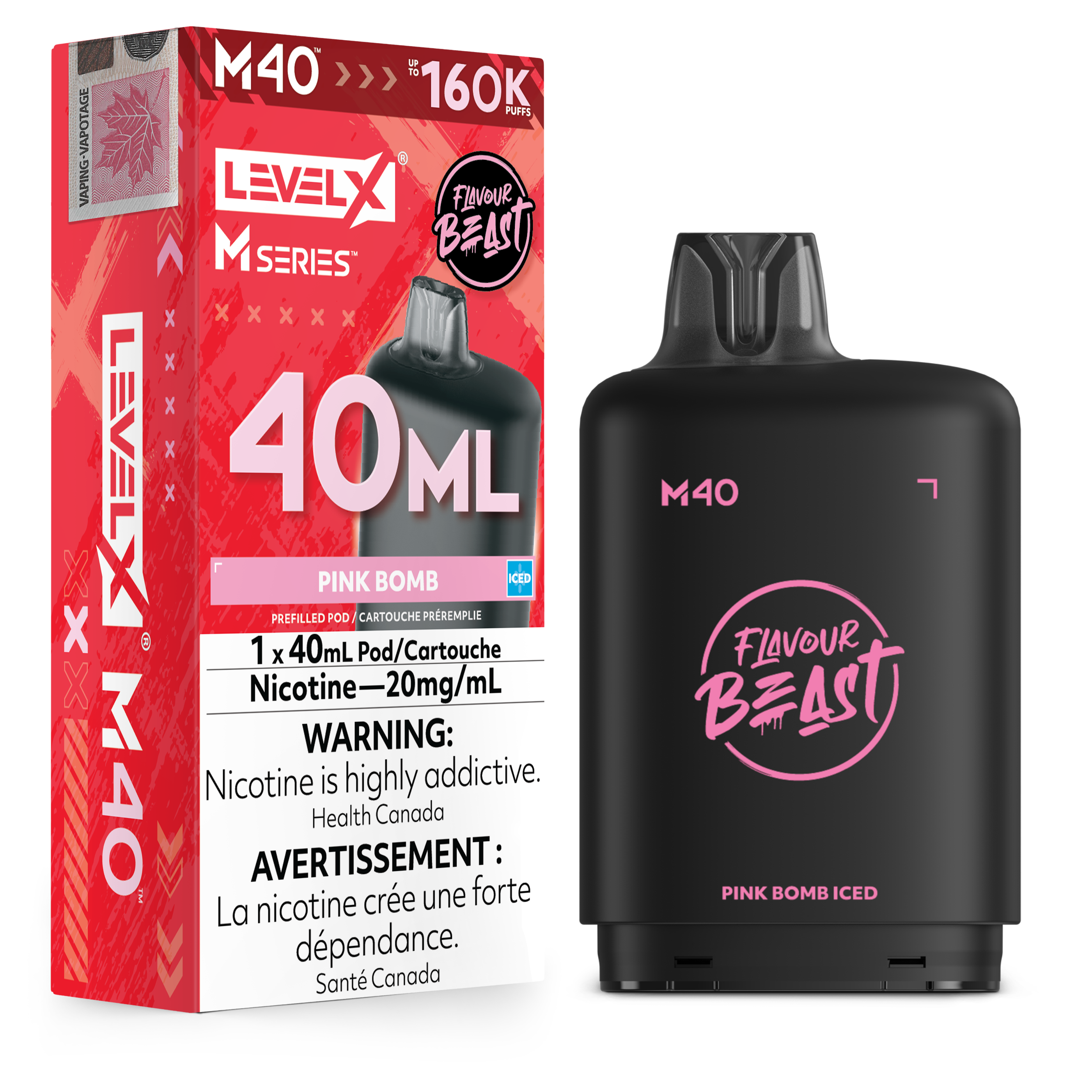 Pink Bomb Iced - Level X Flavour Beast M Series - 40ml Pods - 4pc/carton [ON]