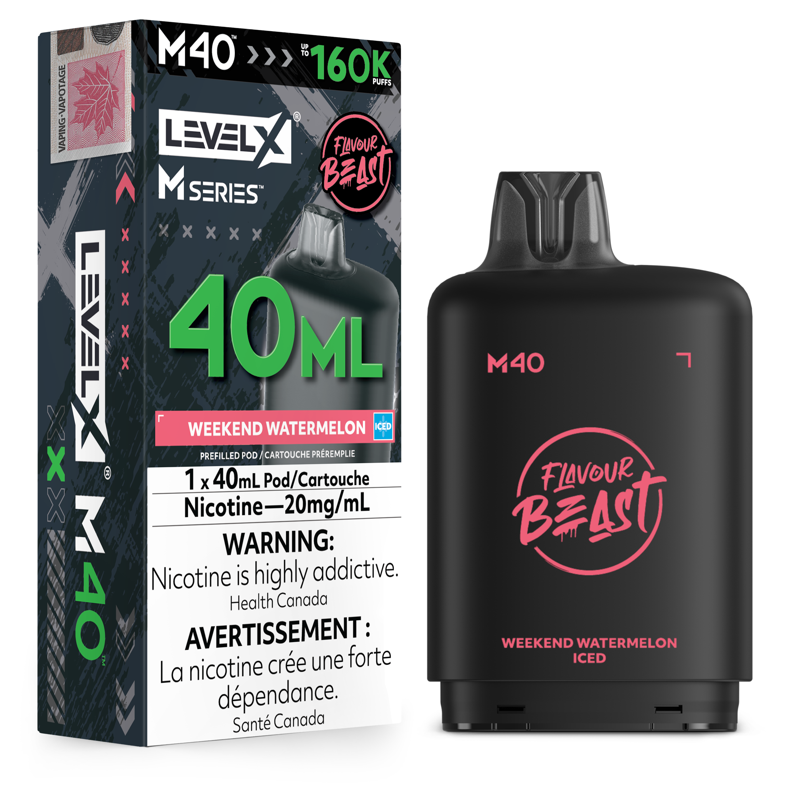 Weekend Watermelon Iced - Level X Flavour Beast M Series - 40ml Pods - 4pc/carton [ON]