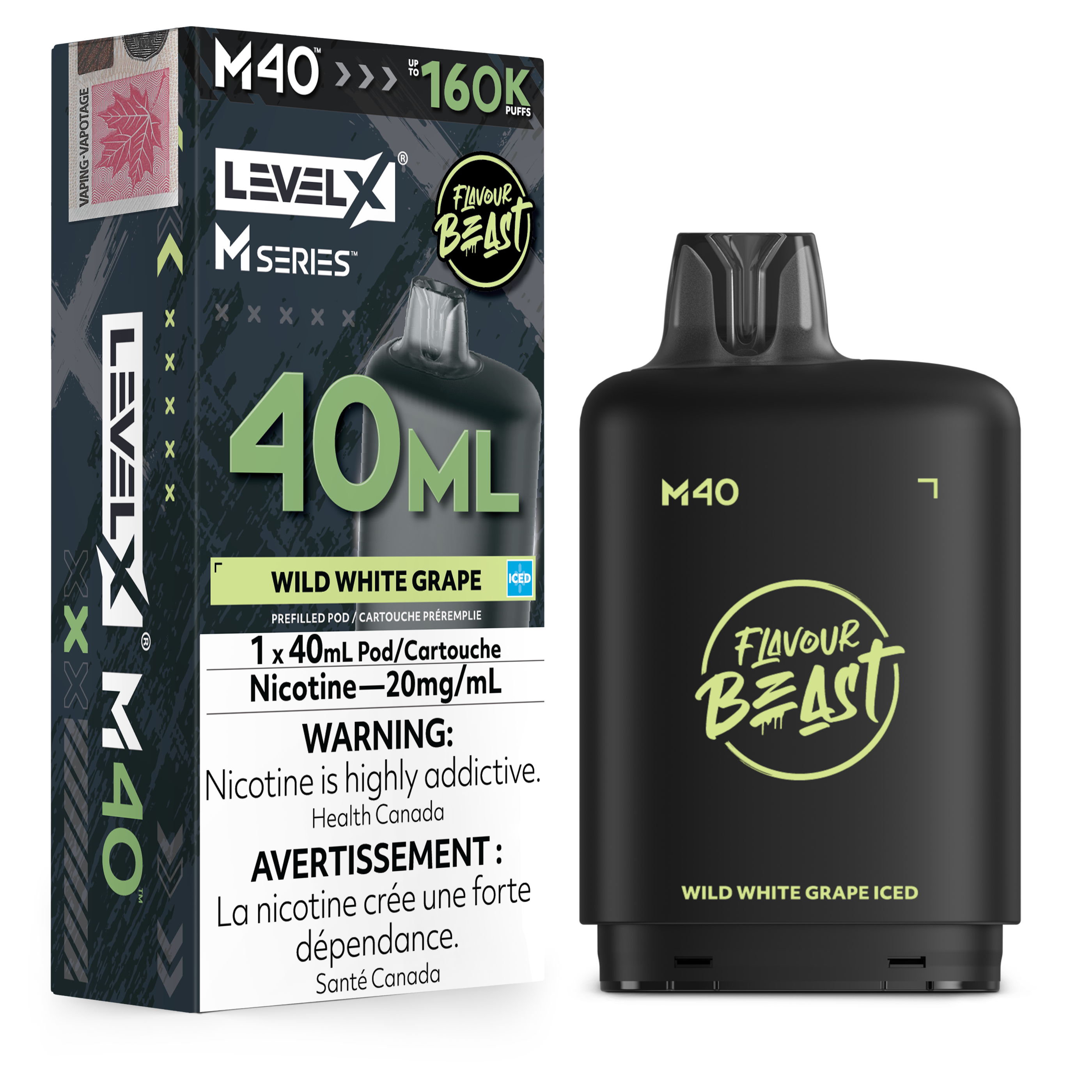 Wild White Grape Iced - Level X Flavour Beast M Series - 40ml Pods - 4pc/carton [ON]