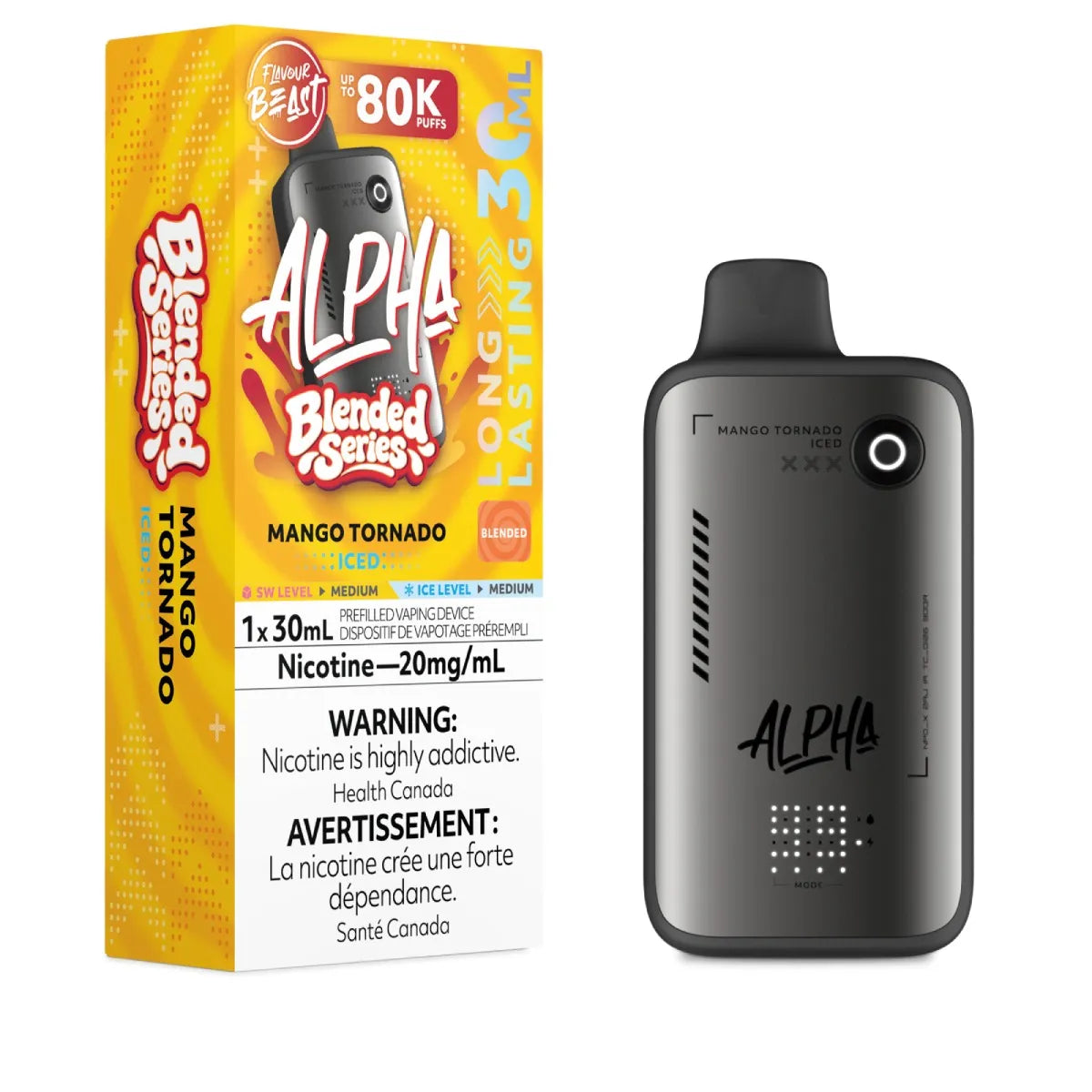 MANGO TORNADO ICED - Flavour Beast Alpha 80K - 20MG - 4pc/Carton [ON]