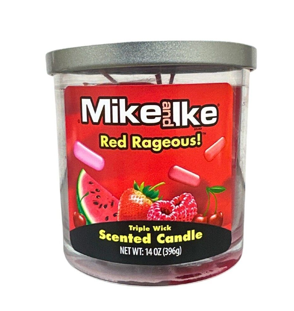MIKE & IKE RED RAGEOUS  - 3 Wick Scented Candle - 14oz