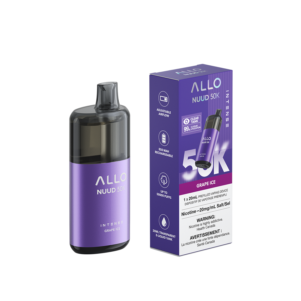 GRAPE ICE - Allo Intense Nuud 50K Disposable Vape - 5ct - [ON]