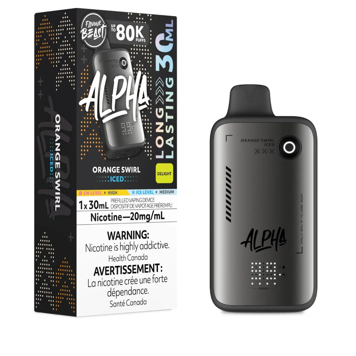 ORANGE SWIRL ICED - Flavour Beast Alpha 80K - 20MG - 4pc/Carton [ON]