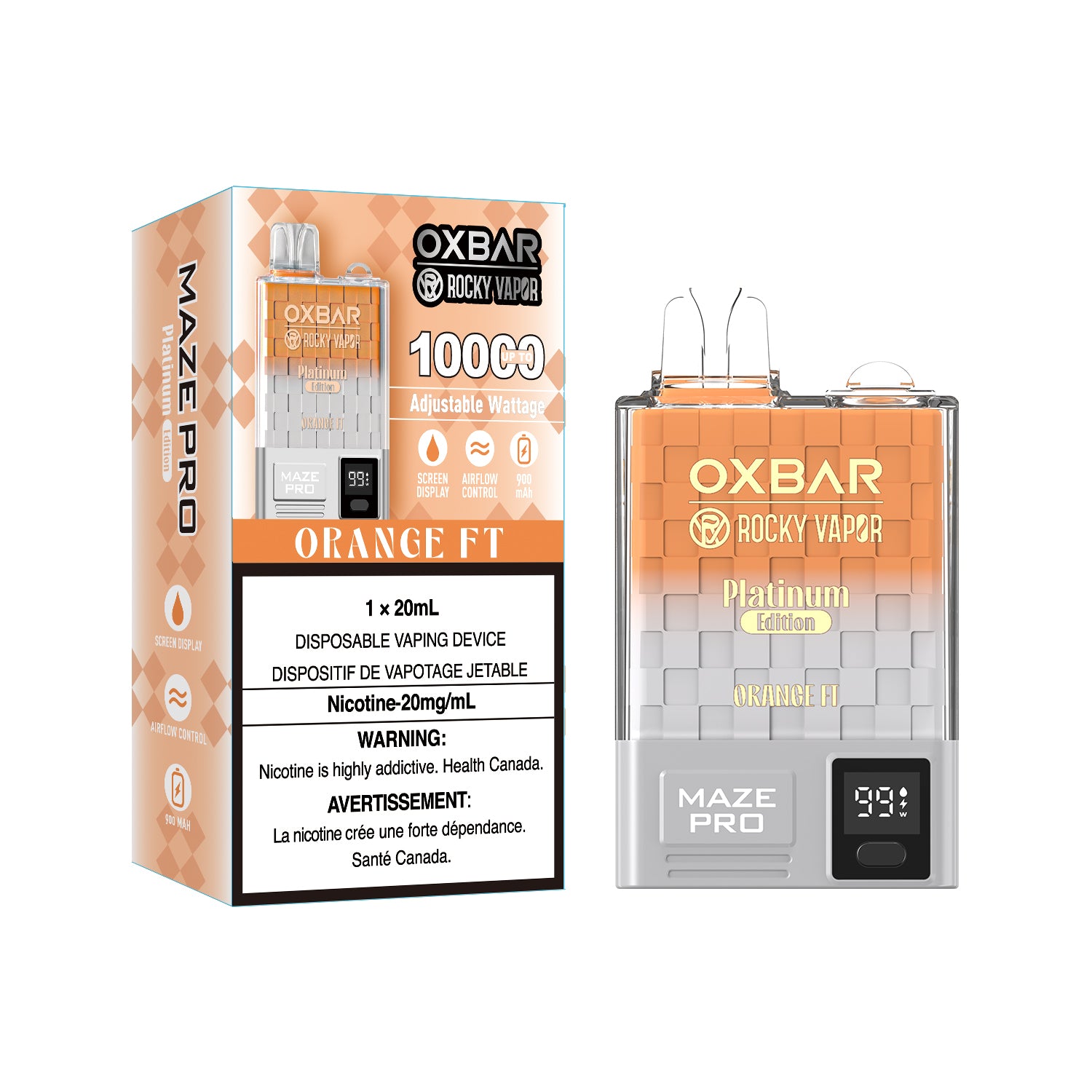 ORANGE FT - ROCKY VAPOR x OXBAR MAZE PRO - 20mg - 5pc/box