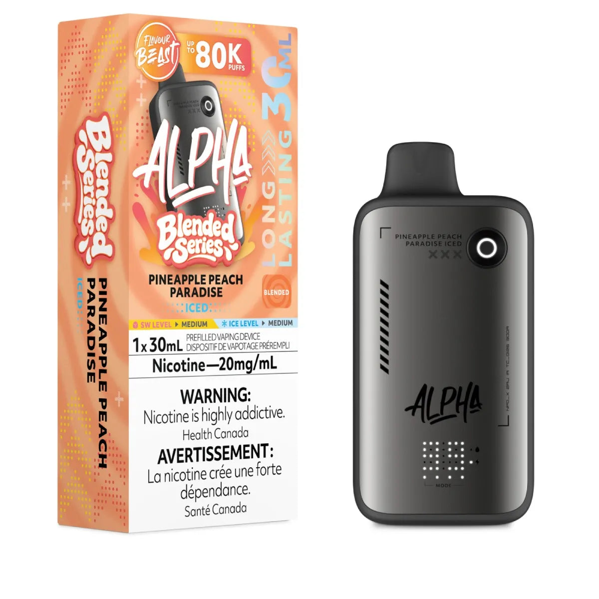 PINEAPPLE PEACH PARADISE ICED - Flavour Beast Alpha 80K - 20MG - 4pc/Carton [ON]