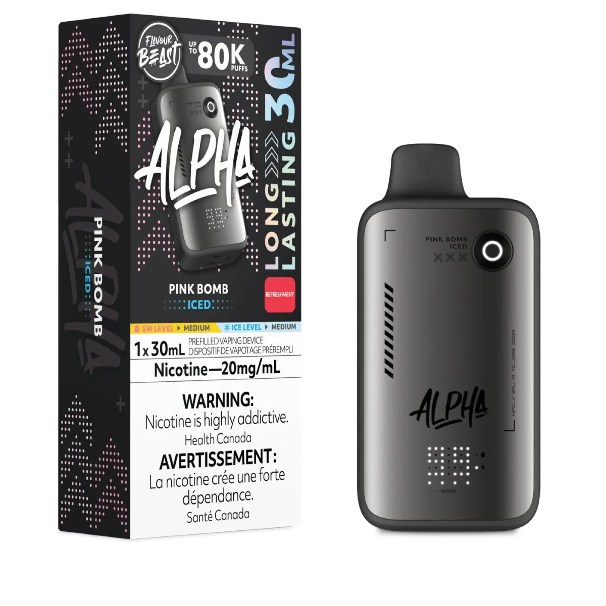 PINK BOMB ICED - Flavour Beast Alpha 80K - 20MG - 4pc/Carton [ON]