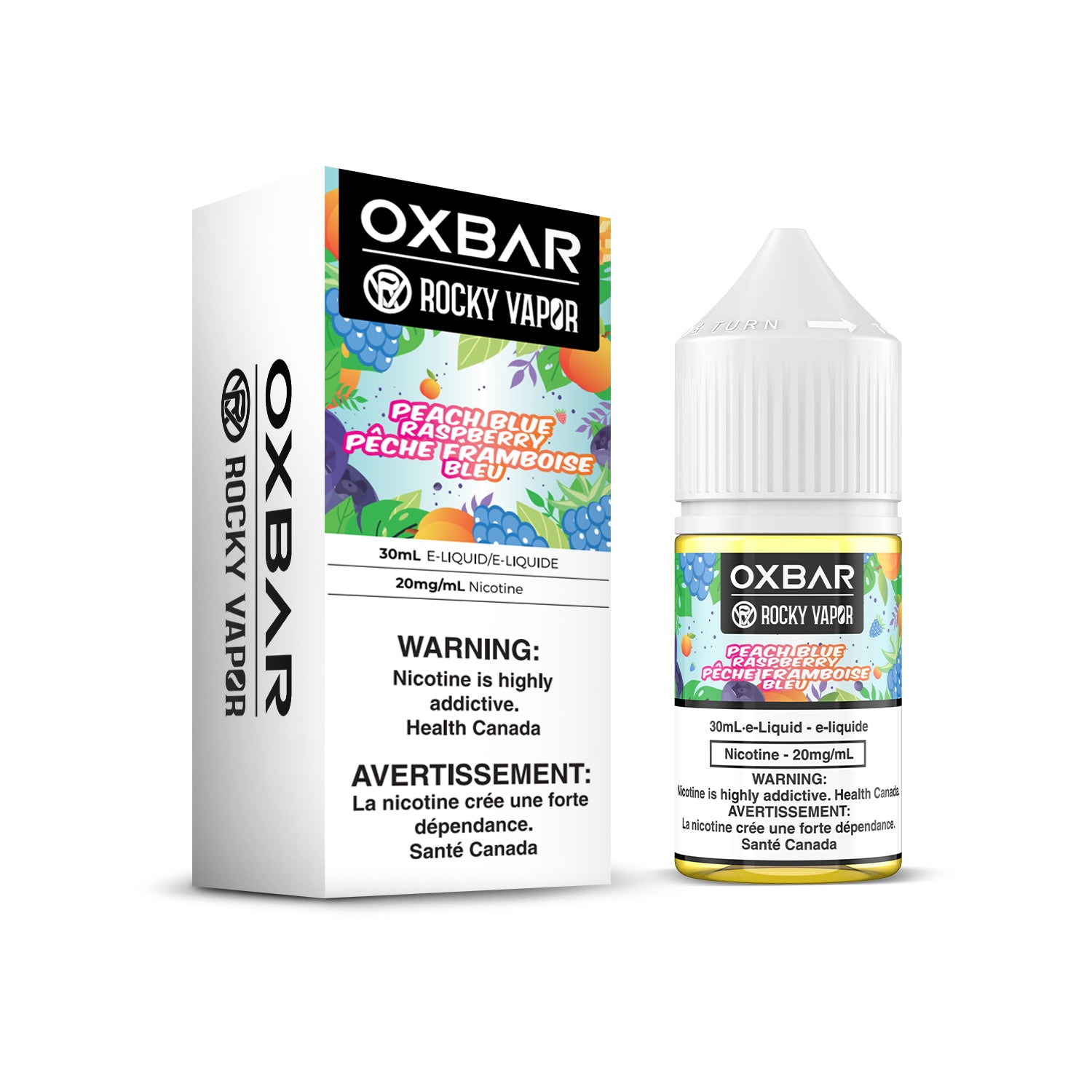 PEACH BLUE RASPBERRY - Rocky Vapor Oxbar E-Liquids - 30ml