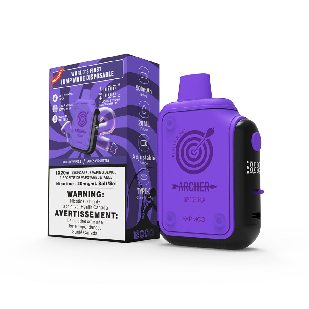 PURPLE WINGS - VAPMOD Archer 12000 Disposable Vape - 5ct