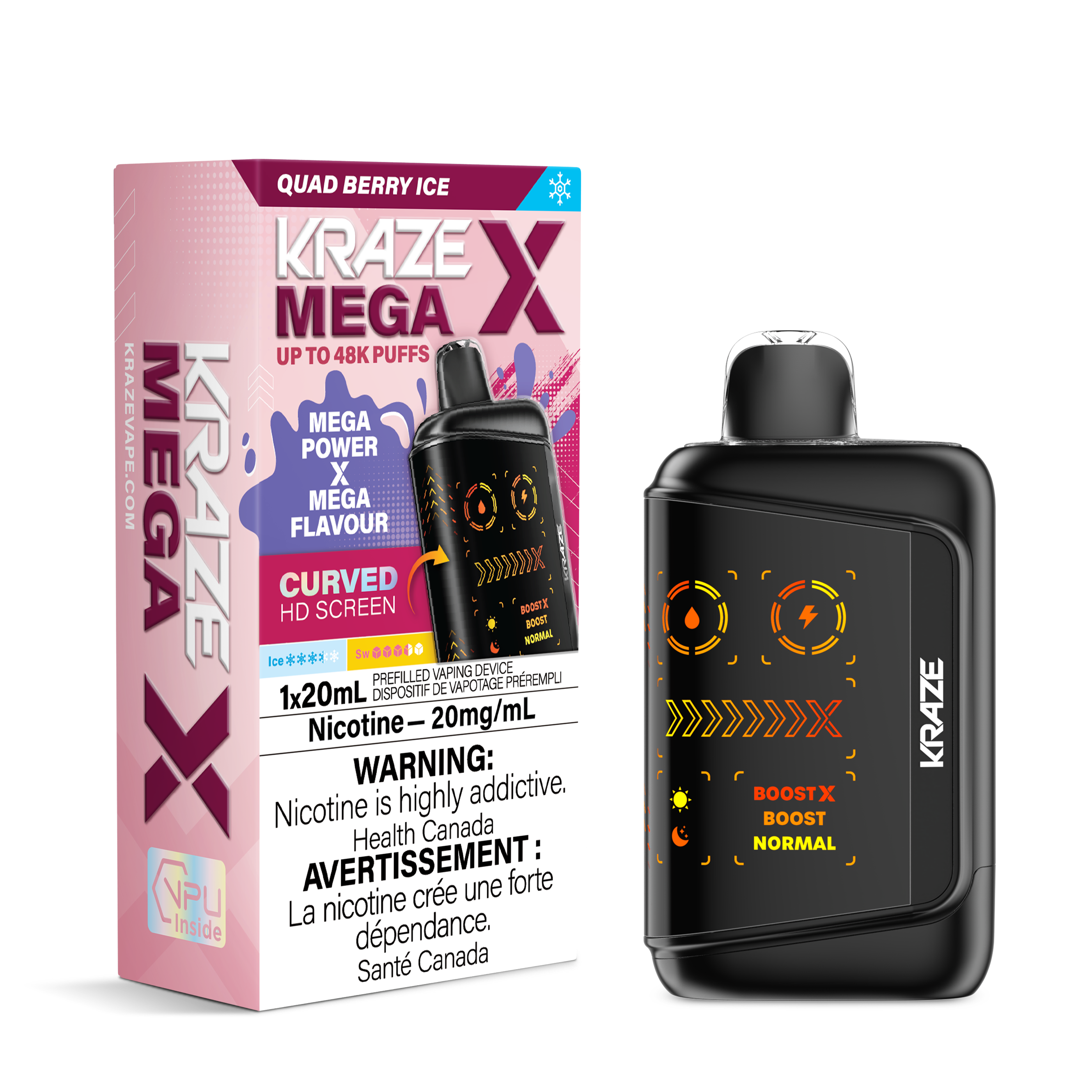 QUAD BERRY ICE - Kraze Mega X 48k - 4pc/Carton [ON]