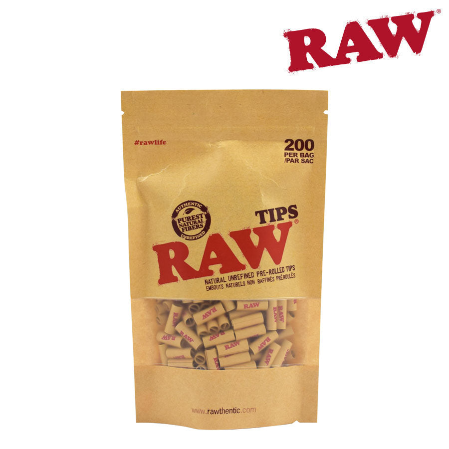 RAW Authentic PRE-ROLLED TIPS - 200/BAG
