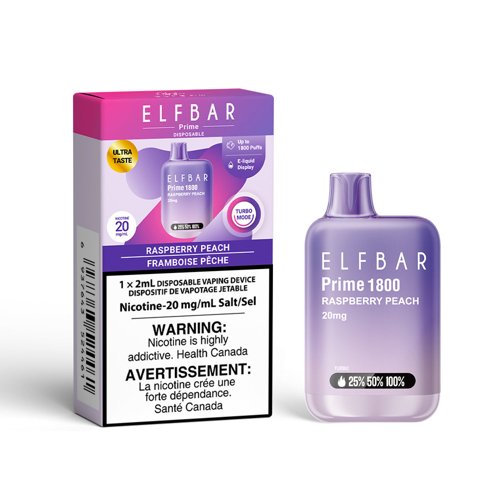 RASPBERRY PEACH - ELF Bar Prime 1800 Disposable Vape - 5ct [ON]