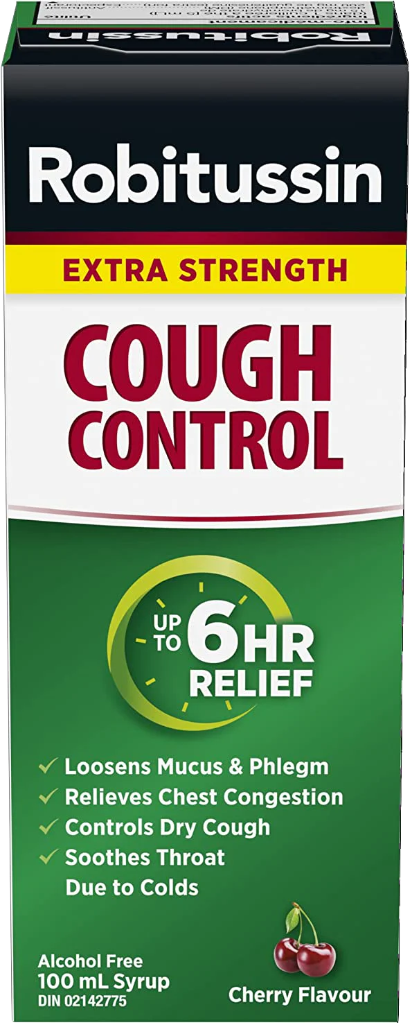 Robitussin Extra Strength Cough Control Cherry Flavour Syrup 100mL