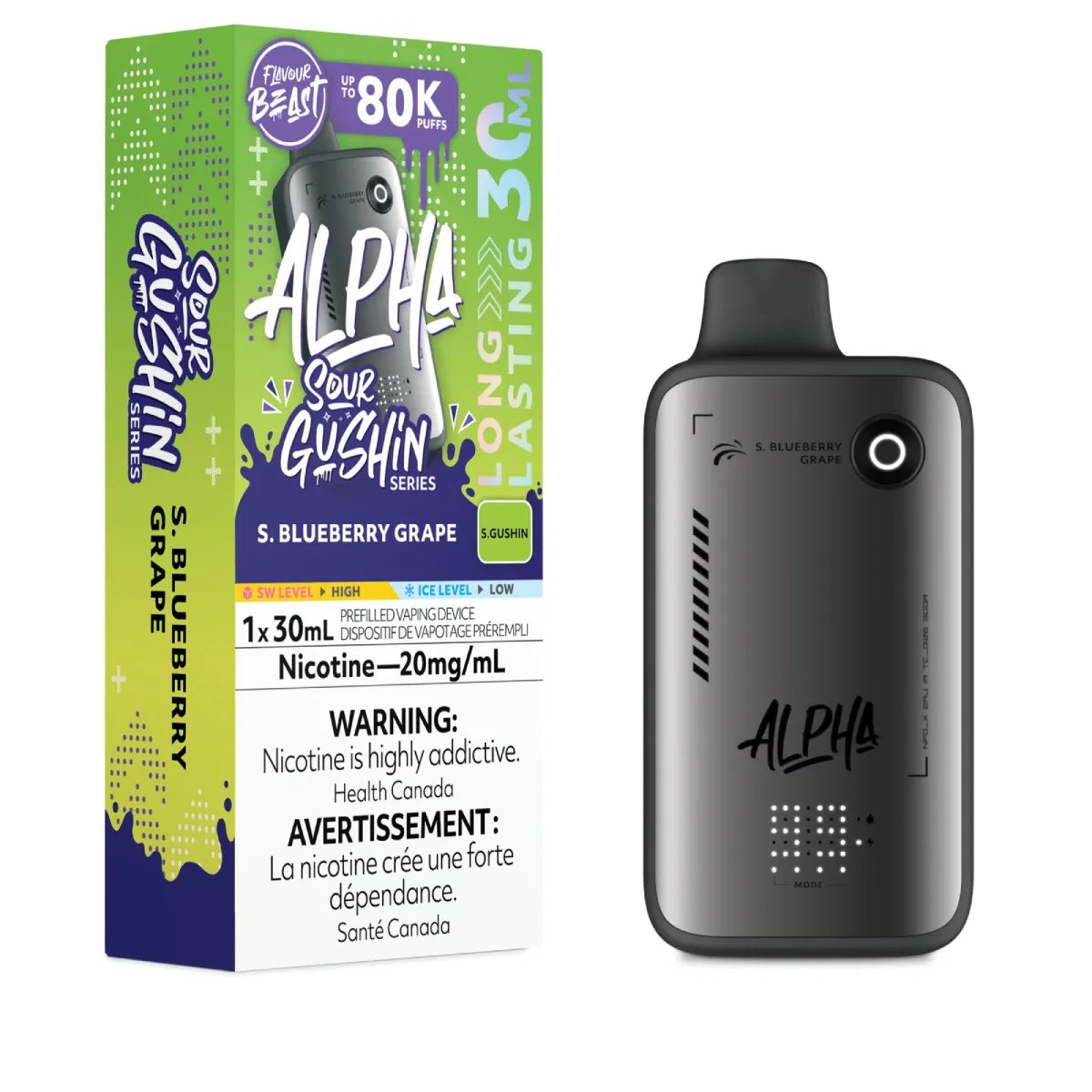 S. BLUEBERRY GRAPE - Flavour Beast Alpha 80K - 20MG - 4pc/Carton [ON]